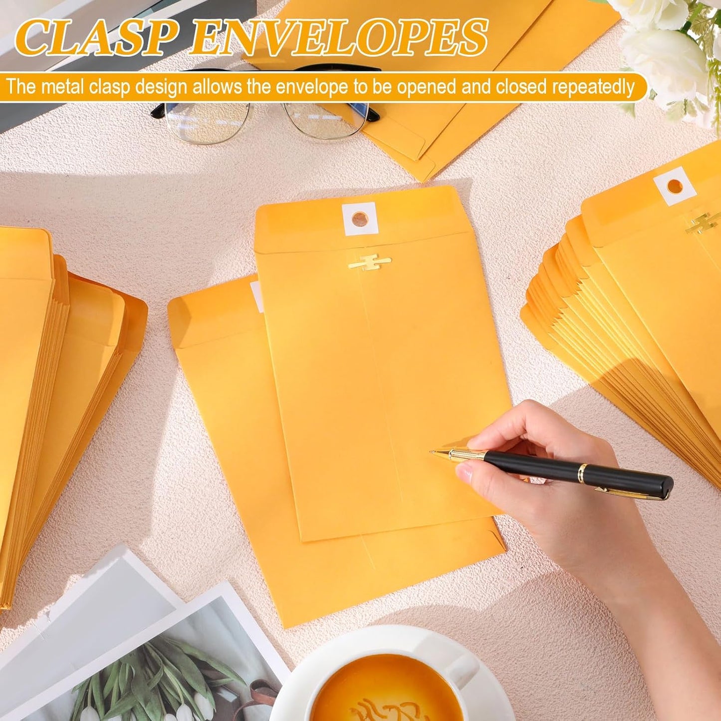Extra Large Mailing Clasp Envelopes Jumbo Kraft Catalog Manila Envelope with Clasp Closure for Oversized Big Documents Office Home Business Legal School Storing Mailing(5 x 7 Inch,100 Pcs)