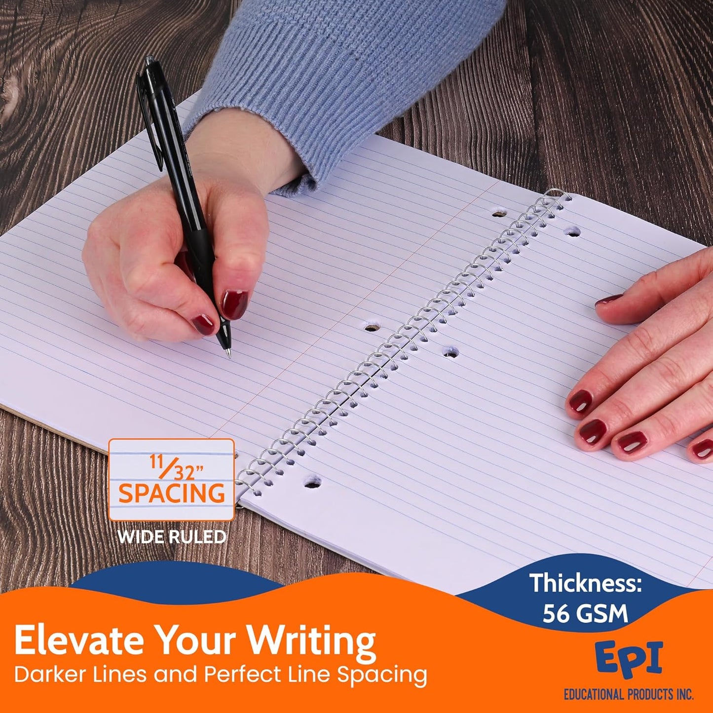 EPI Spiral Notebook | 3 Subject - Wide Ruled - 120 Sheets, Durable Spiral Binding | 10.5 x 8 in | Classroom Supplies | School, Office, Note Taking, Journaling - 3 Pack