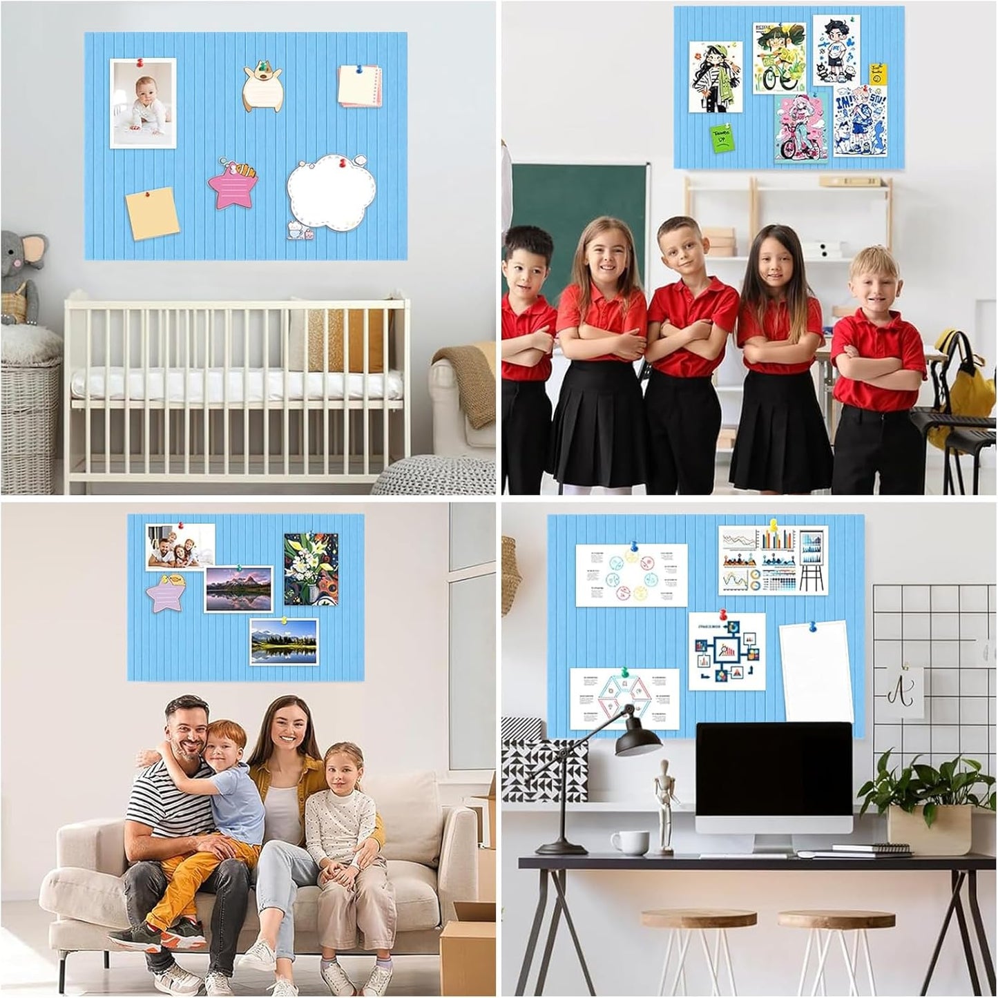 Cork Boards for Walls 48" x 36" Felt Board Alternative, 12 Pack Felt Wall Tiles Bulletin Board, Large Cork Board for Office Pin Board Tack Board Cork Boards