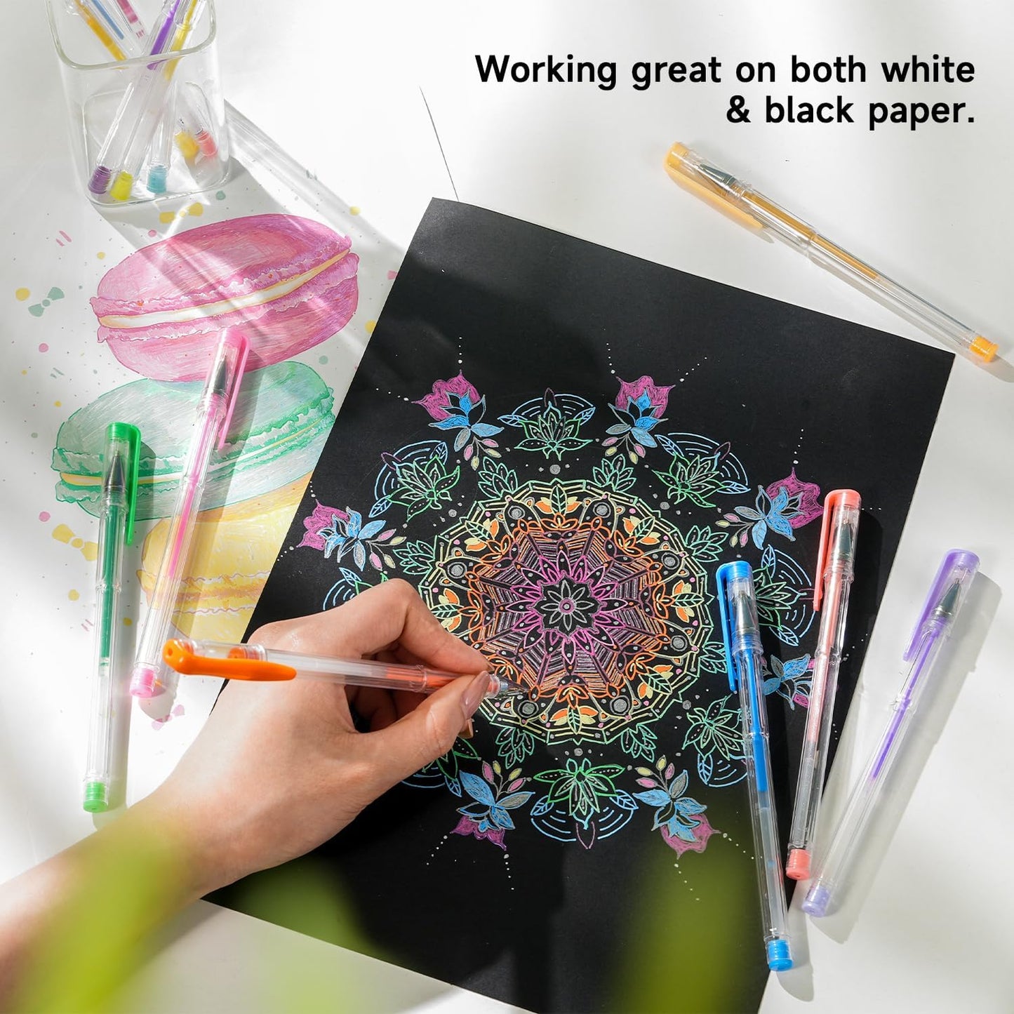 Shuttle Art Pastel Gel Pens, 24 Pastel Milky Colors Gel Pen for Black Paper, Adults Coloring Books Drawing Doodling Crafts Scrapbooking Journaling