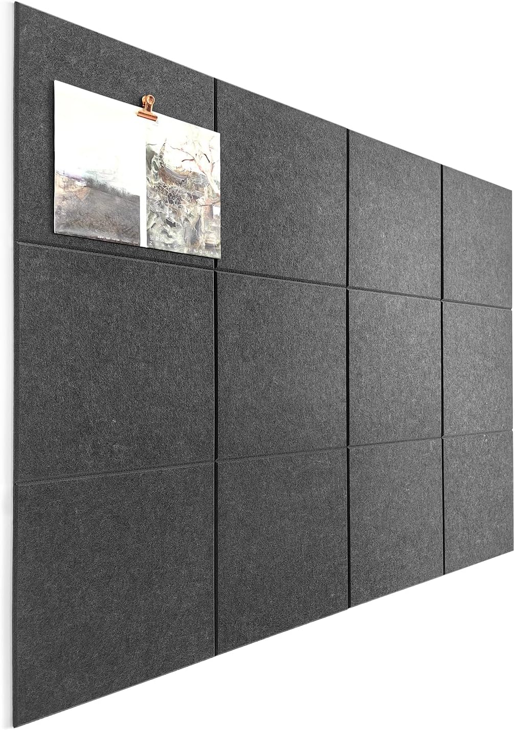 Large Cork Board Alternative - 12-Pack Felt Wall Tiles with Safe Removable Adhesive Tabs, Cork Wall Tiles Bulletin Board Home Office Essentials -