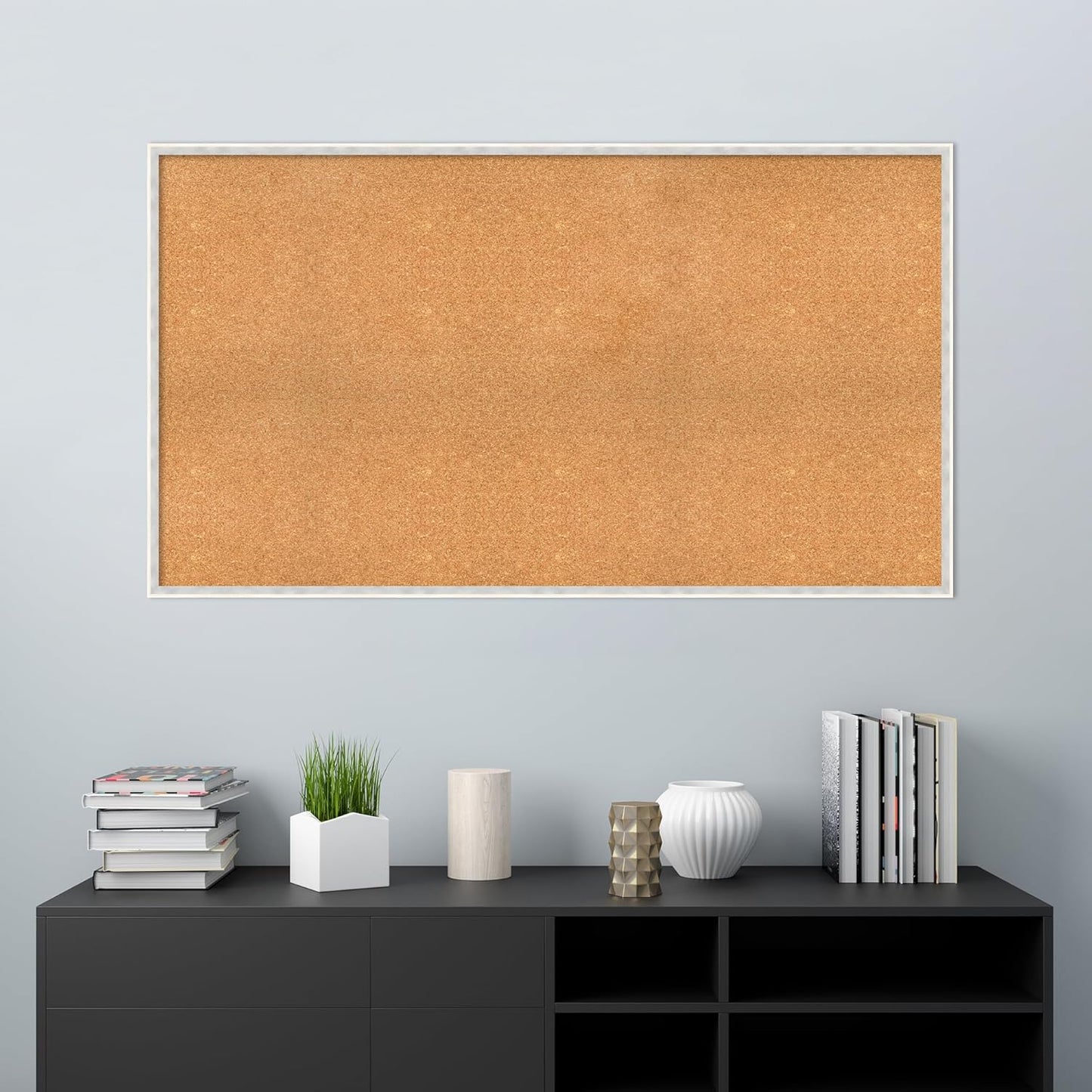 Amanti Art Natural Cork Board for Wall, 31x55 Vision Board with White Frame, Oversize Corkboard Office Decor for Home Organization, Modern Corkboard Pinboard to Display Items for Home Organization in