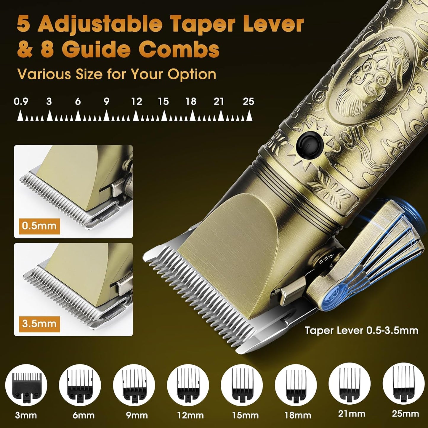 RESUXI Professional Hair Clippers for Men Electric Razor Shavers Nose Hair Trimmer and Detail Trimmer 5 Pcs Set，Cordless Beard Trimmer Barber Clippers for Hair Cutting Mens Grooming Kit