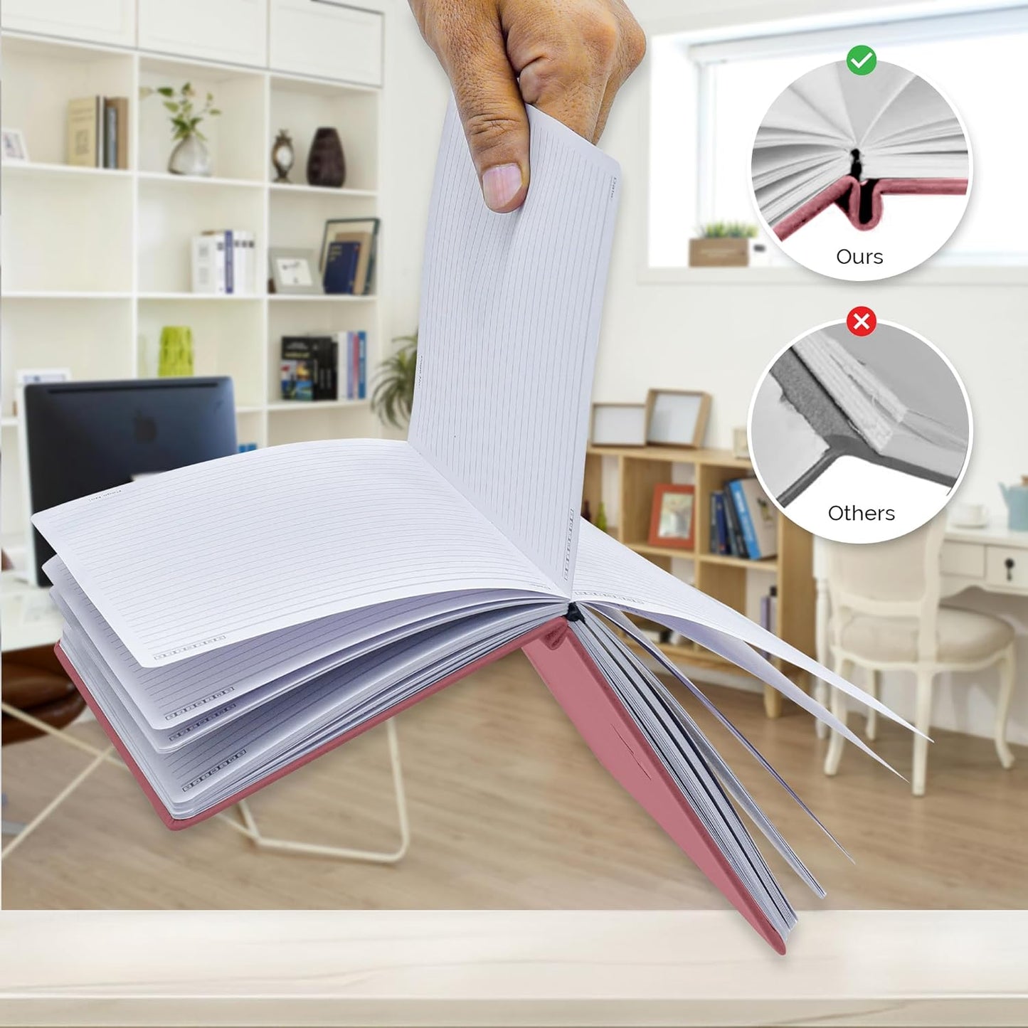 Nextnoid Hardcover Lined Journal for Women - 120 GSM Thick Paper A5 Journal 160 Pages - Perfect Writing Journal for Journaling and Note-Taking (Pink,Ruled)