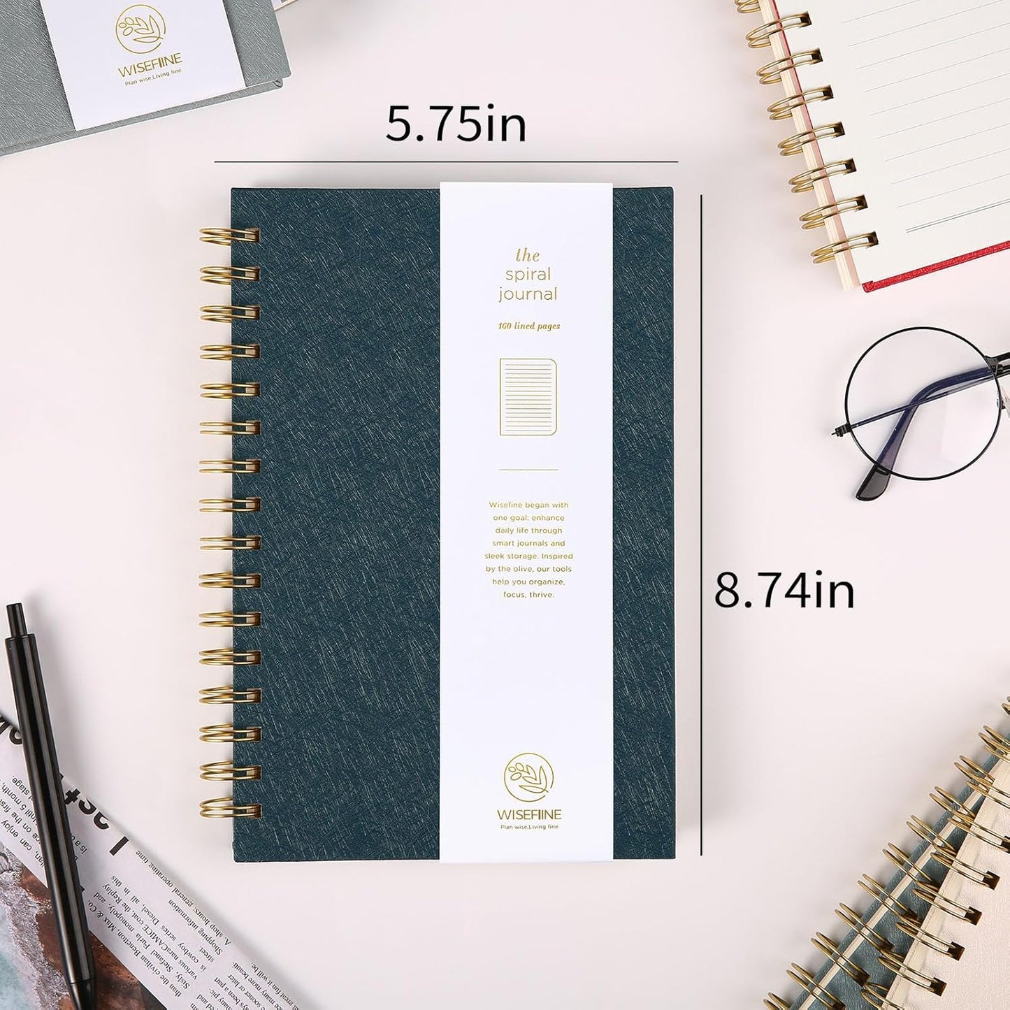 Spiral Journal Notebook with 160 Lined Pages – Hardcover Writing Journal with Gold Twin-Wire Binding, A5 College Ruled Notebooks for Work, School, Travel, Diary, Gift for Women & Men Khaki