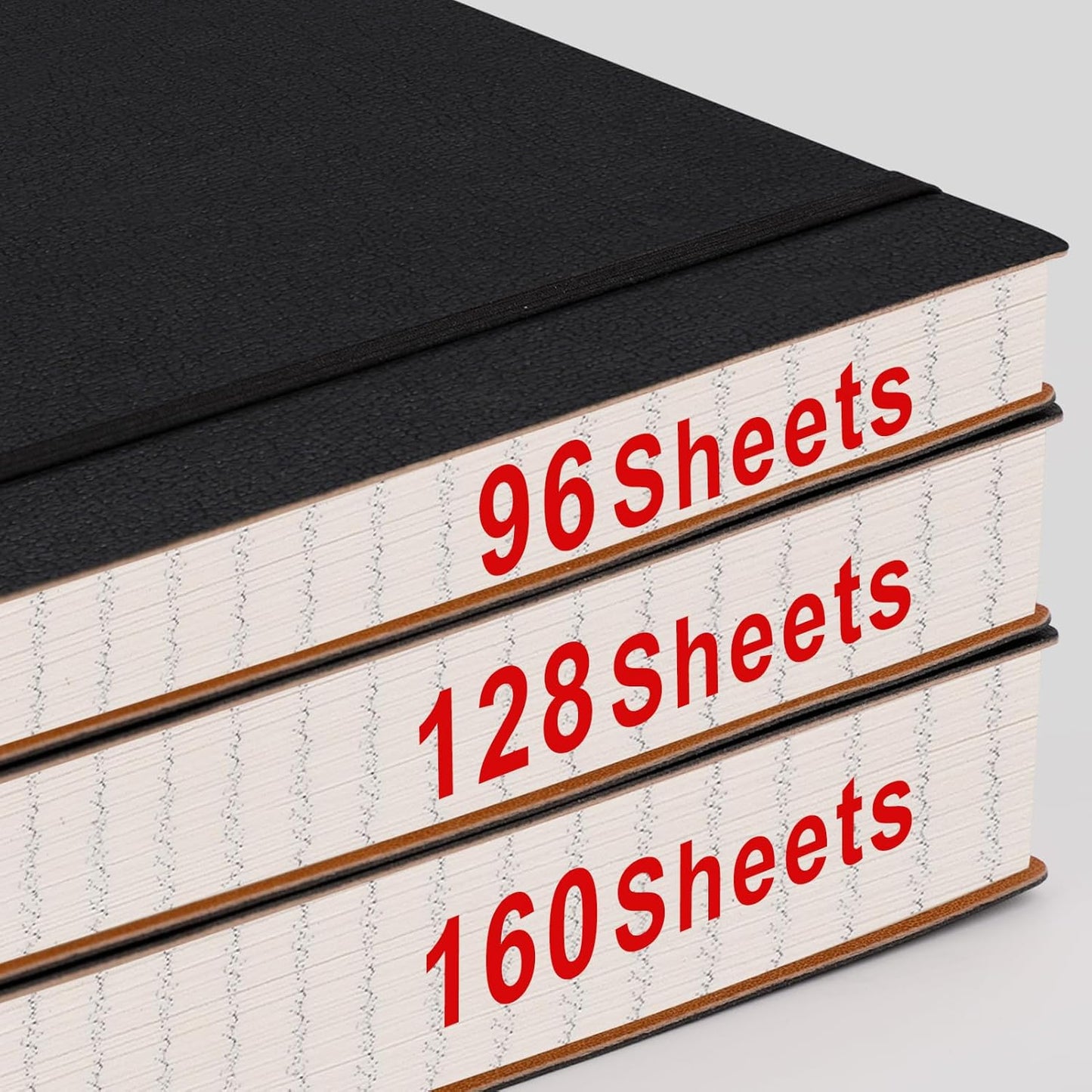 AHGXG Graph Paper Notebook - Grid Paper Notebook Large A4 8.5''×11'', 320 Pages Thick Journal, 100gsm Thick Graph Paper, Leather Softcover, Inner Pocket - Black