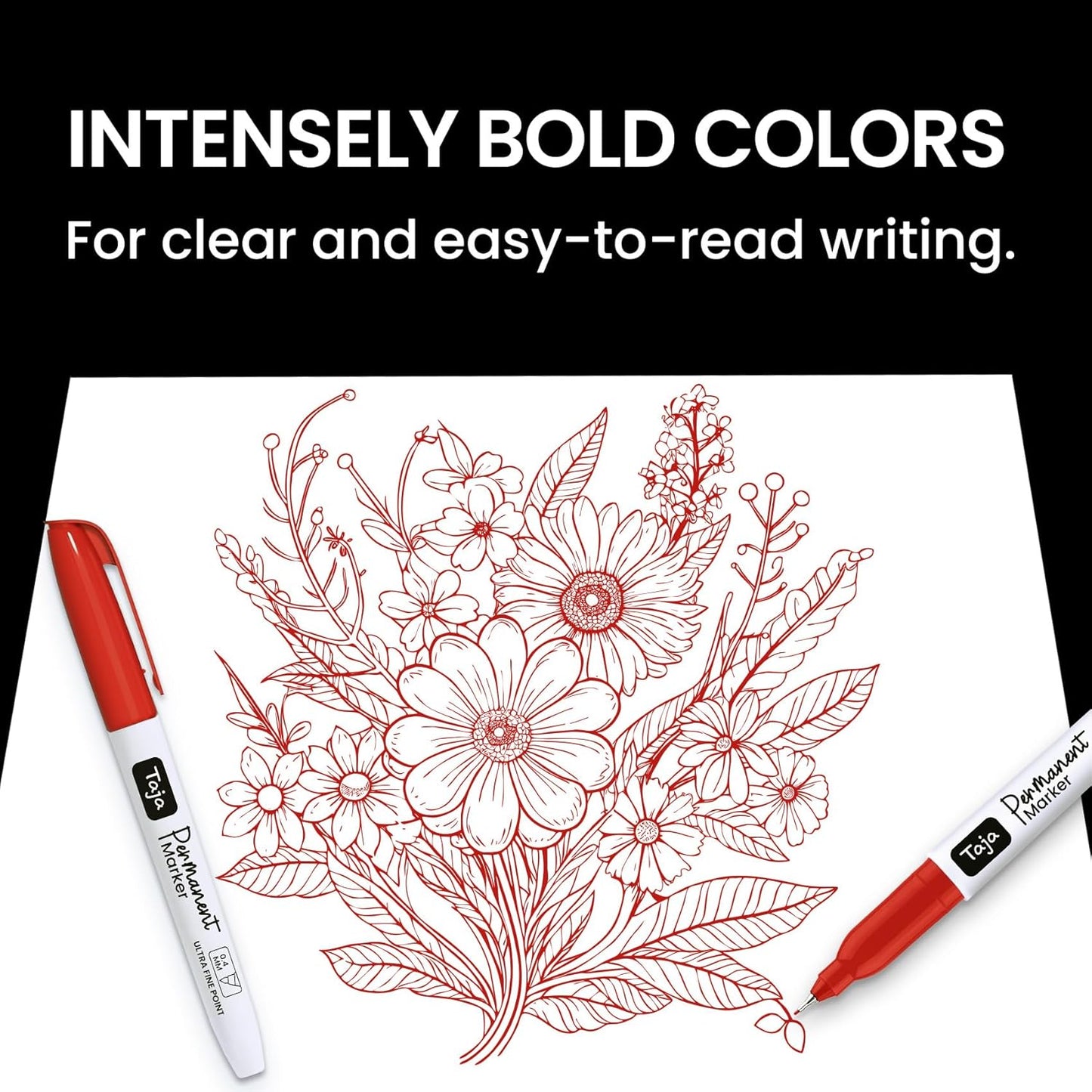 Permanent Markers Ultra Fine Tip, 30 Pack Red Quick-Drying and Fade-Resistant Permanent Markers Bulk Set for Writing and Drawing on Wood, Plastic, Metal, Glass, Ideal for Office School Supplies