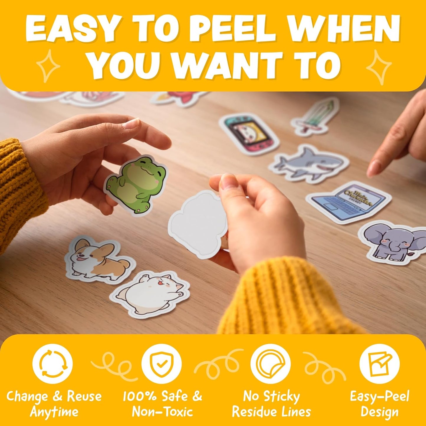 Cute Stickers for Kids - Kawaii Stickers for Kids Classroom Decor, Water Bottle & Teacher Rewards - 108pc Easy Peel Bulk Pack for Teens - Waterproof Vinyl Decals - Scrapbooking, Journaling, Notebook