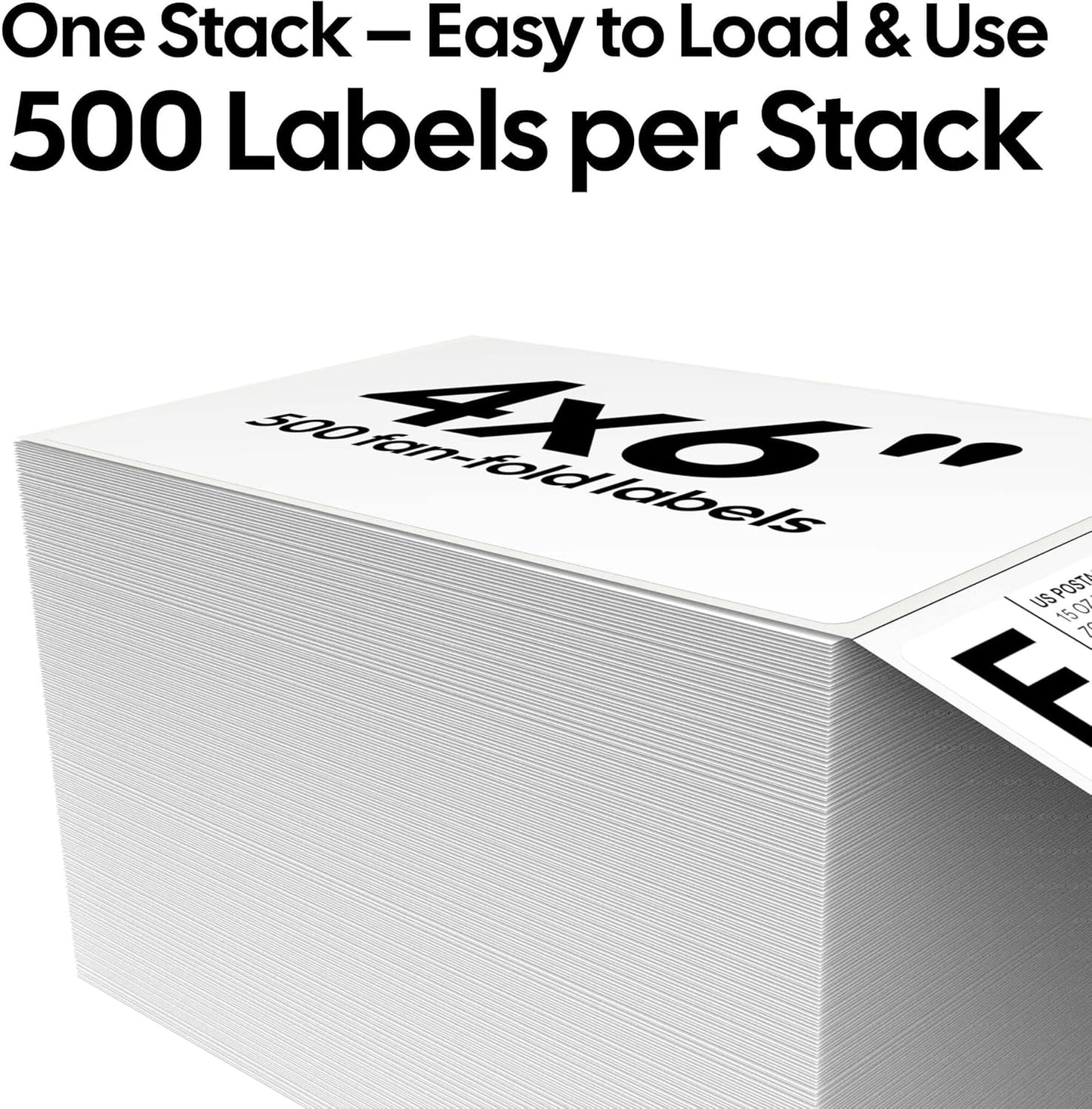 4x6 Thermal Labels, 500 Fanfold Labels, Perforated & Strong Adhesive, Compatible with Direct Thermal Printers for USPS UPS FedEx DHL Address Shipping Label