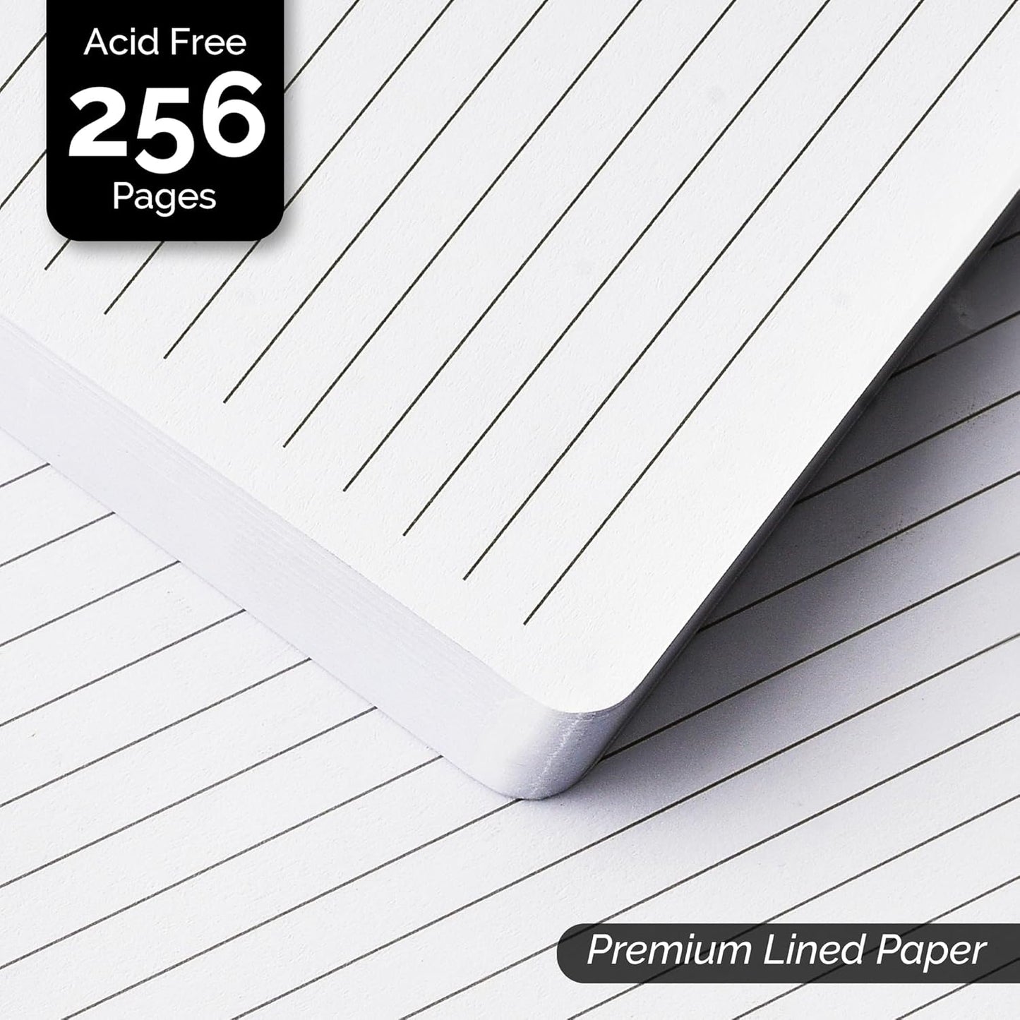 Nextnoid Hardcover Lined Journal Notebook - 120 GSM Thick Paper, Medium A5-256 Pages - Perfect For Writing, Journaling and Note-Taking (Black, Ruled)