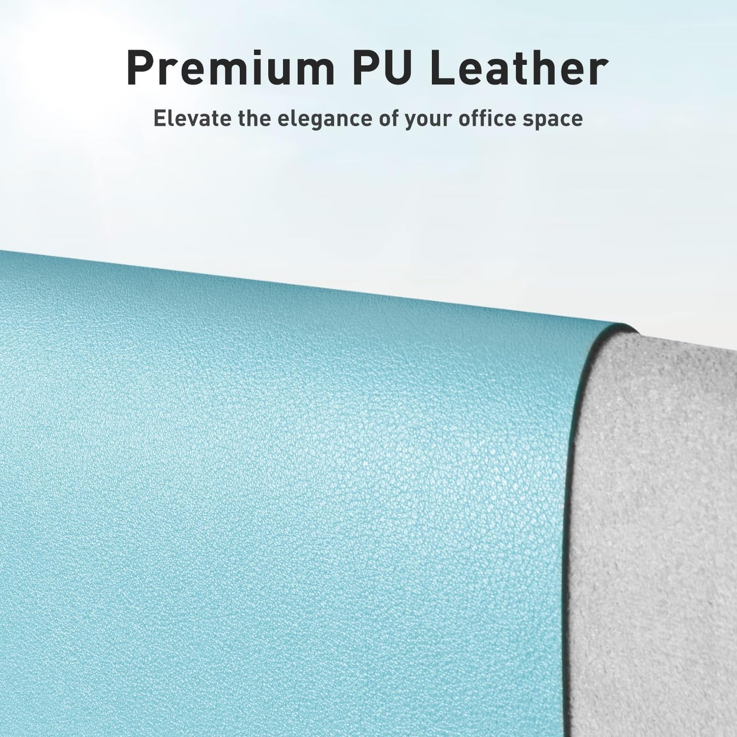 Aothia Large PU Leather Desk Pad Protector – Non-Slip Mouse Pad & Writing Mat for Office/Home, Waterproof, Easy to Clean(36" x 17", Blue Topaz)