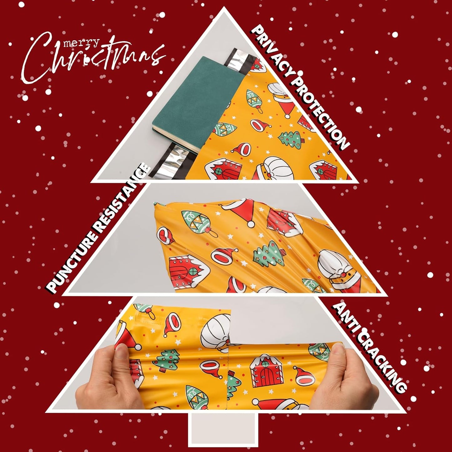 Christmas Poly Mailer 10x13 Inch 100 Pcs, Waterproof Shipping Bags for Clothing, Tear-Resistant Mailier, Strong Mailing With Self-Seal - Santa Claus Printed