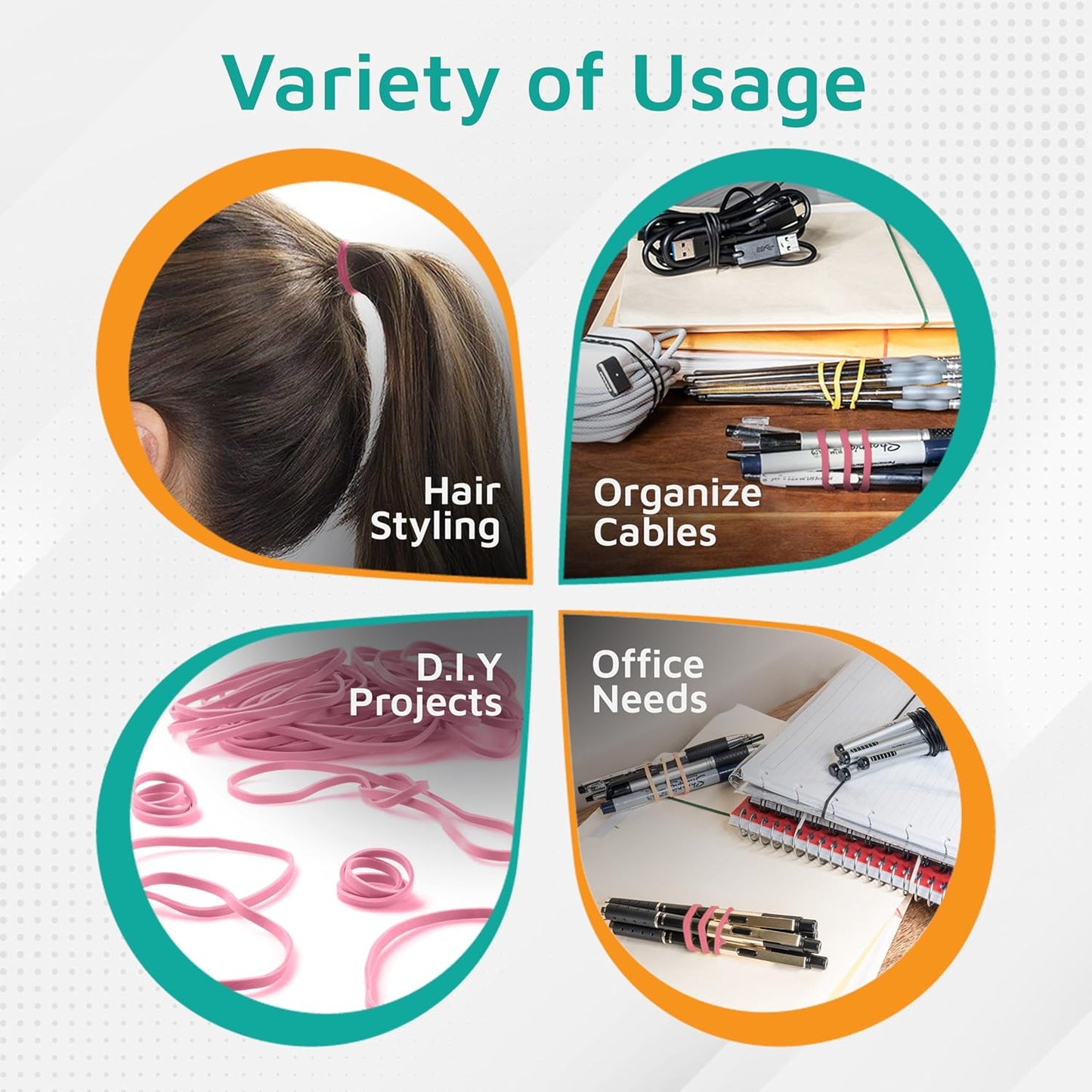 PlasticMill Pink Rubber Bands Size 33 (3 1/2" x 1/8") - #33 Colored Rubber Bands Office Supplies - Strong, Elastic Bands for Crafts, Balloon Garland, Cash, File Folders (100-Pack)