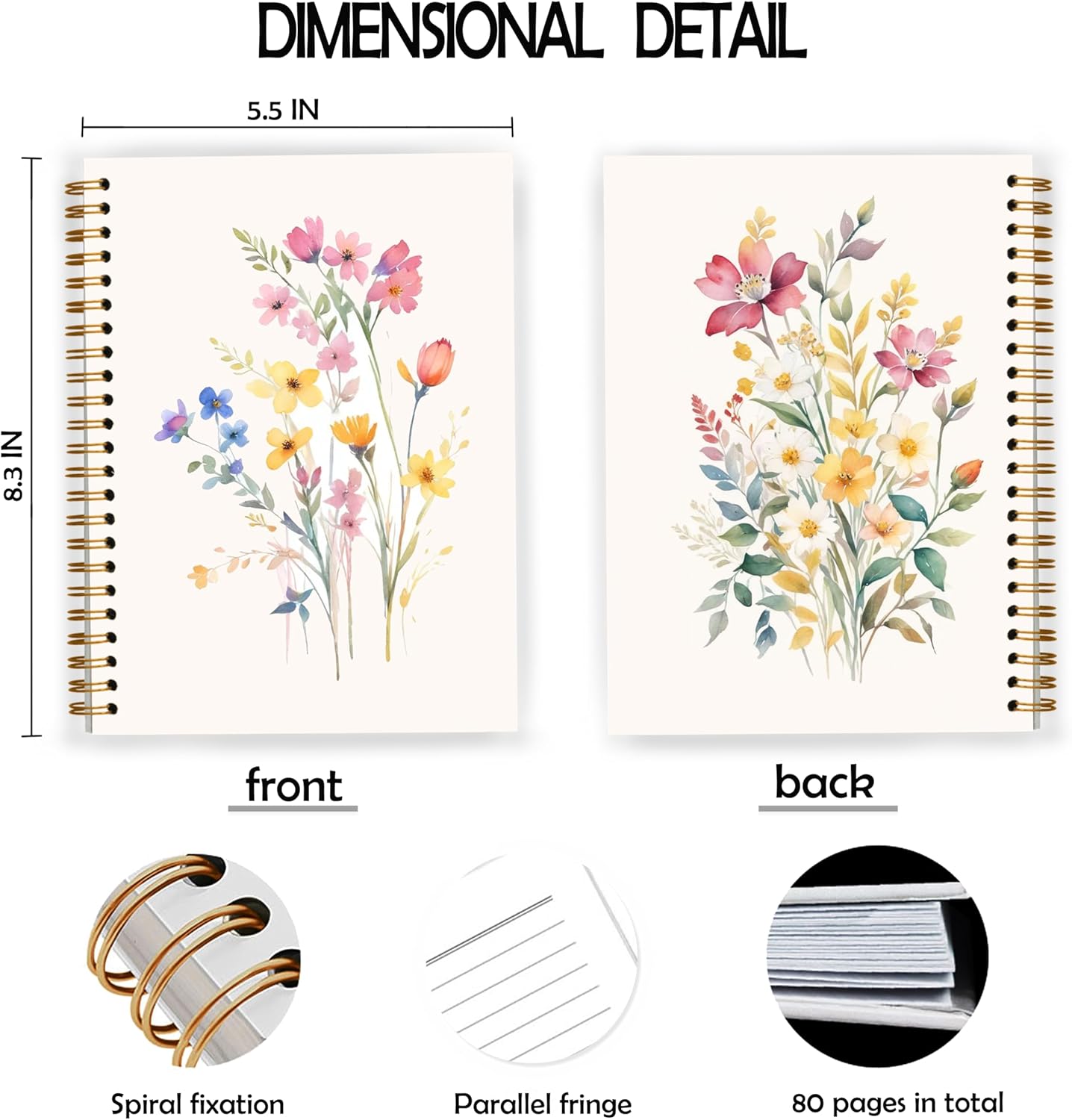 Vintage Wild Flower Botanical Plant Notebook 07,Rustic Spring Floral Cottagecore Notebook Journal for Work Office School Student Teacher,Hardcover Spiral Notebook 5.5x8.9