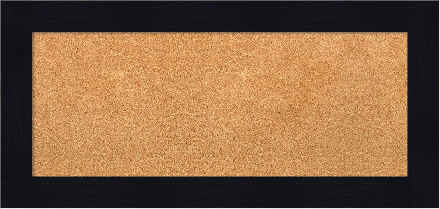 Amanti Art Natural Cork Board for Wall, 16x34 Vision Board with Blue Wood Frame, Medium Corkboard Office Decor for Home Organization, Country Rustic Corkboard Pinboard to Display Items for Home