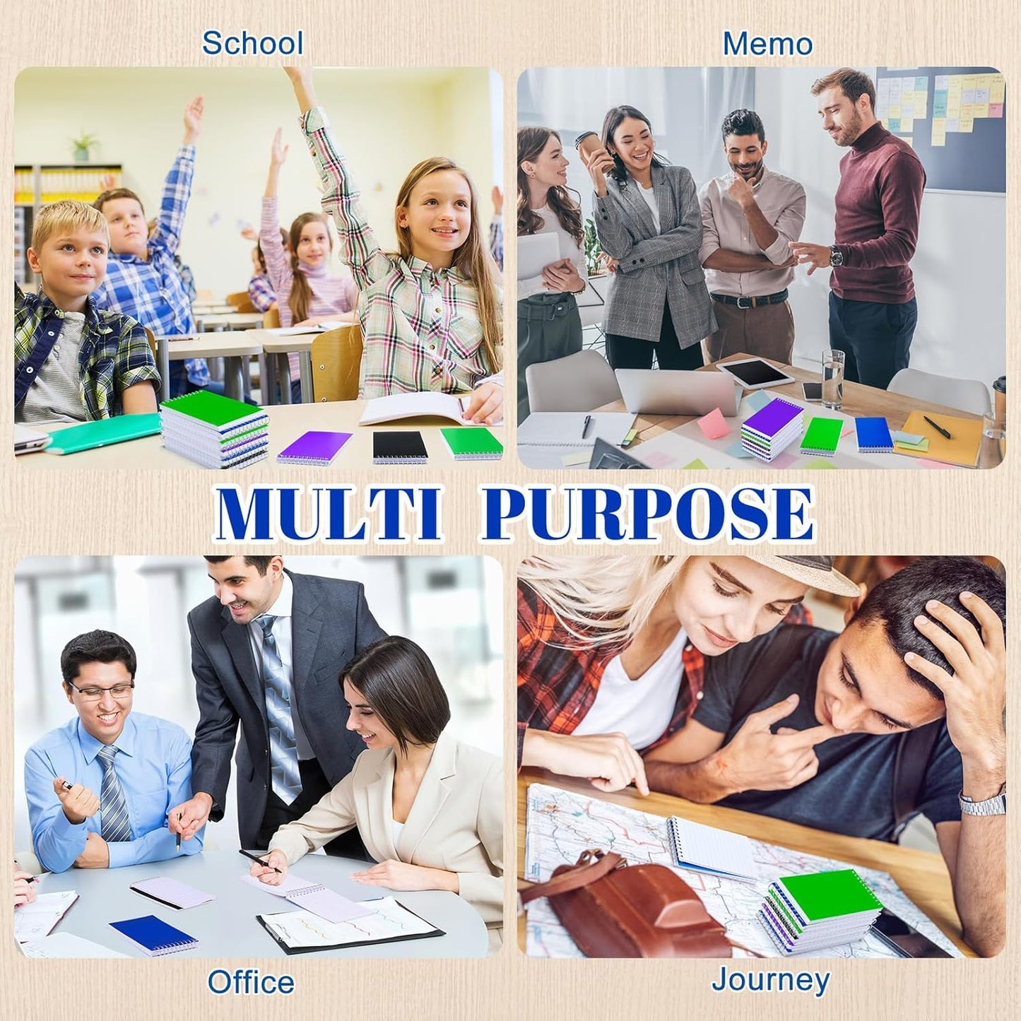 40 Pcs Small Pocket Notebooks 3 x 5 Inch Mini Memo Spiral Notepads Top Bound College Ruled Lined Note Pads for Back School Office Journaling Noting, 75 Sheets/Pad (Dark Color)