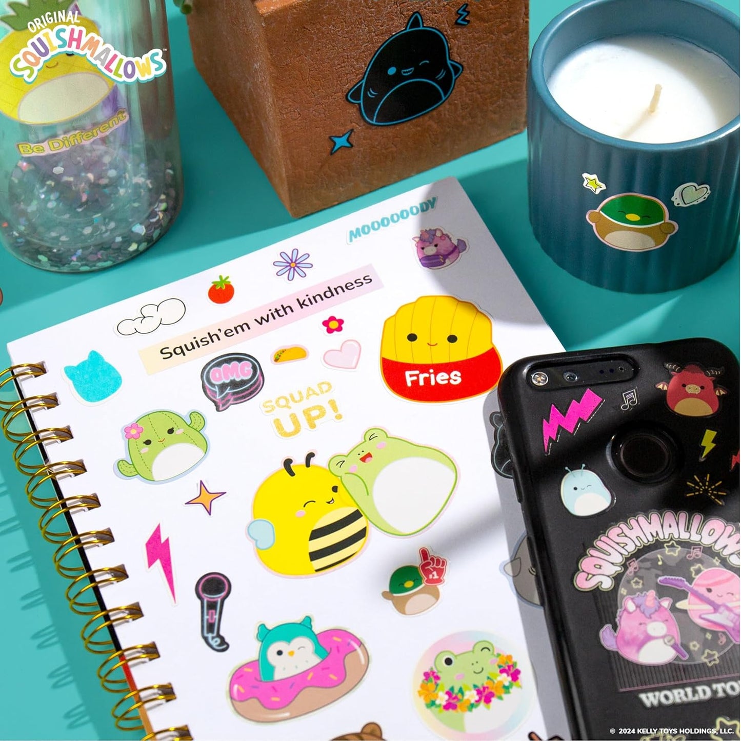 Original Squishmallows 2000+ One of a Kind Sticker Book, 43 Sticker Sheets, Kawaii Squishmallows Stickers for Water Bottle, Notebooks, Party Favor Bags, Cute Stickers & Sticker Books for Kids Ages 4-8