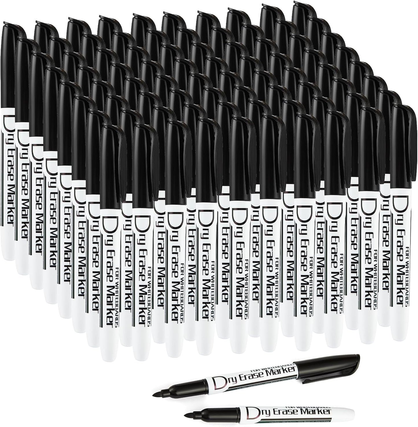 Volcanics Black Dry Erase Markers Low Odor Fine Whiteboard Markers Thin Box of 80