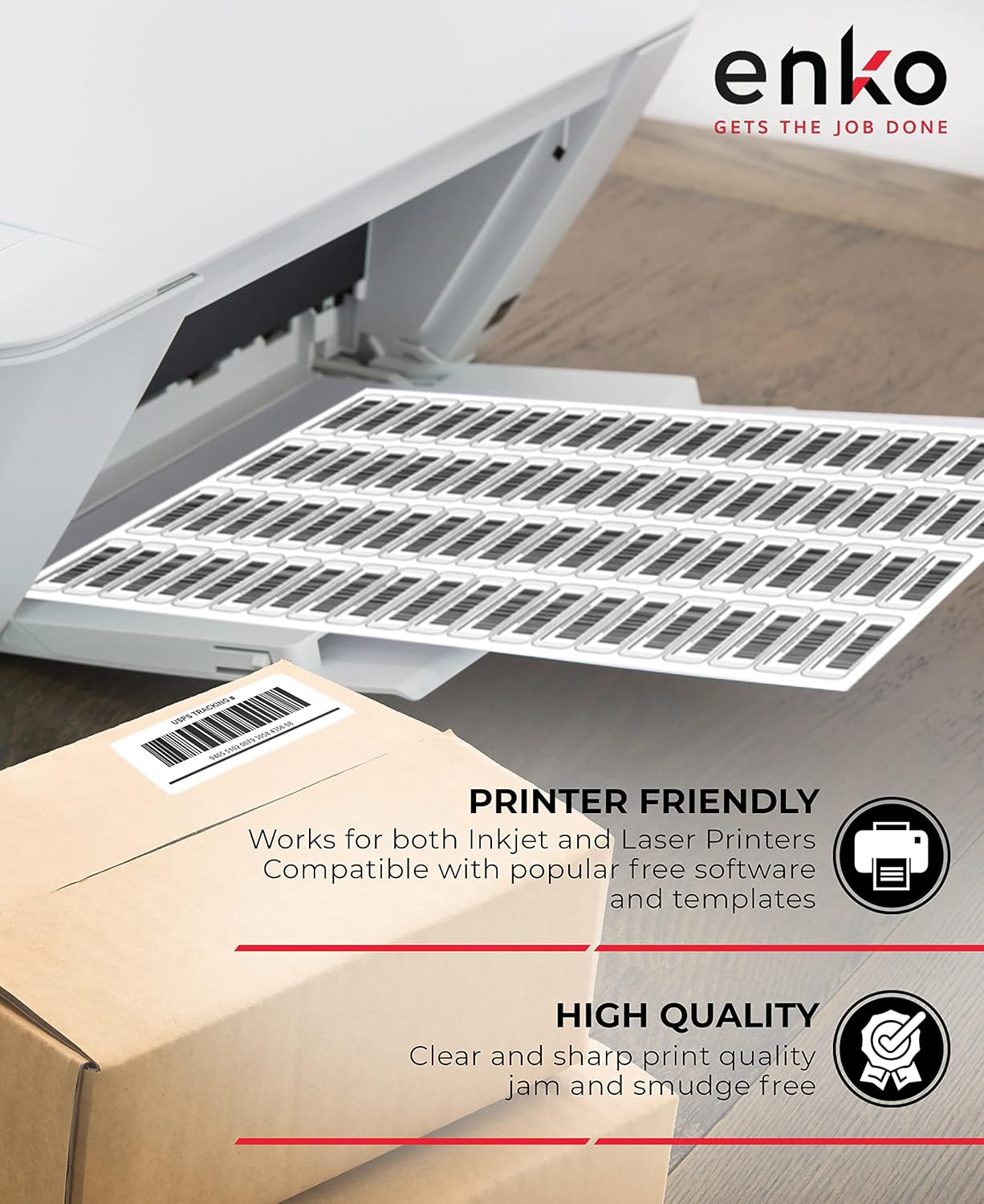 enKo 3-1/2 x 5 Inch Label - White Blank - 4 Up Per Sheet Shipping Address Mailing Labels for Laser Inkjet Printer (100 Sheets, 400 Labels)