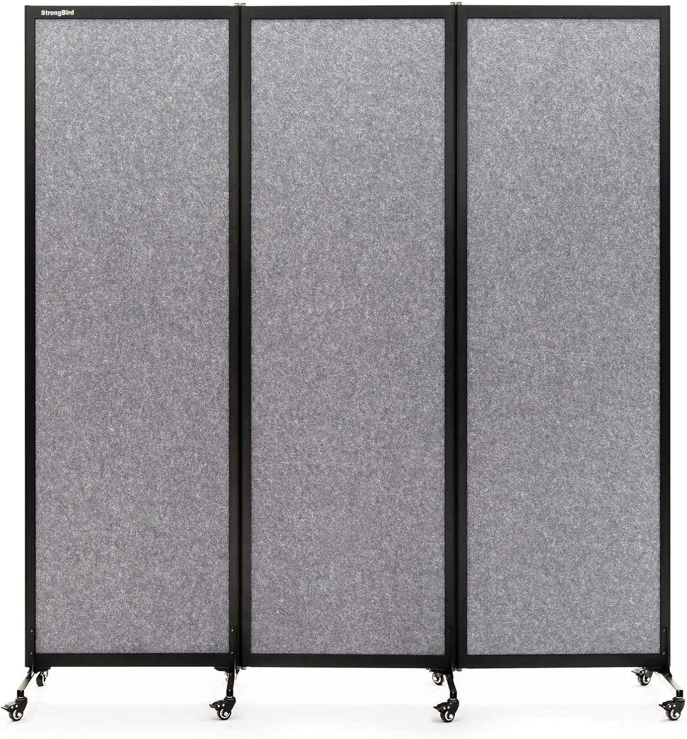 Upgrade Version Room Partition and Divider, Freestanding Rolling Dividers with Wheels,Office Privacy Screen Divider Wall,Classroom Felt Dividers,6'L* 6'7"H,3 Panel,Light Grey