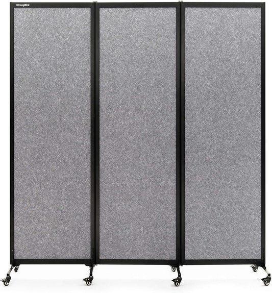 Upgrade Version Room Partition and Divider, Freestanding Rolling Dividers with Wheels,Office Privacy Screen Divider Wall,Classroom Felt Dividers,6'L* 6'7"H,3 Panel,Light Grey