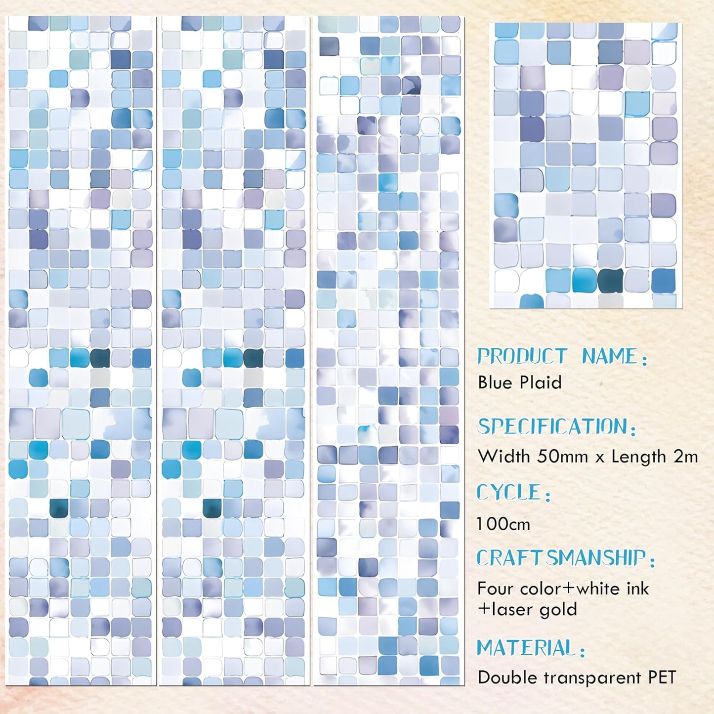 PET Tape for Journal Scrapbooking - Blue Ocean Wave Inspired Journal PET Tape Scrapbook Supplies, Notebook Scrapbook Bottle Crafts Decor