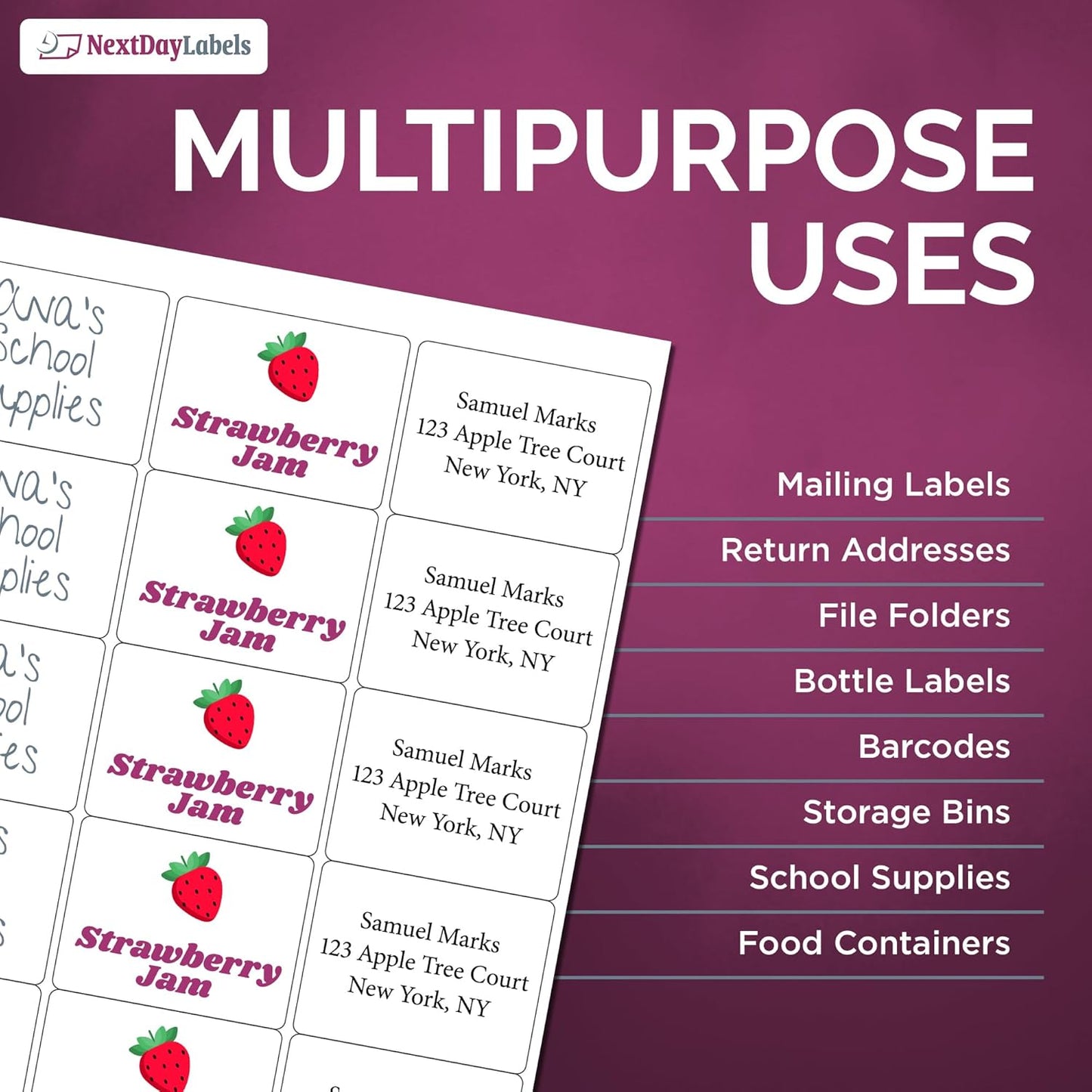 NextDayLabels – 2"-11/16 x 2 Rectangular Sticker Labels for Printer - White Laser/Inkjet Printer Labels Return Address Labels Shipping Label Stickers (50 Sheets, 15 Per Sheet, 750 Labels)