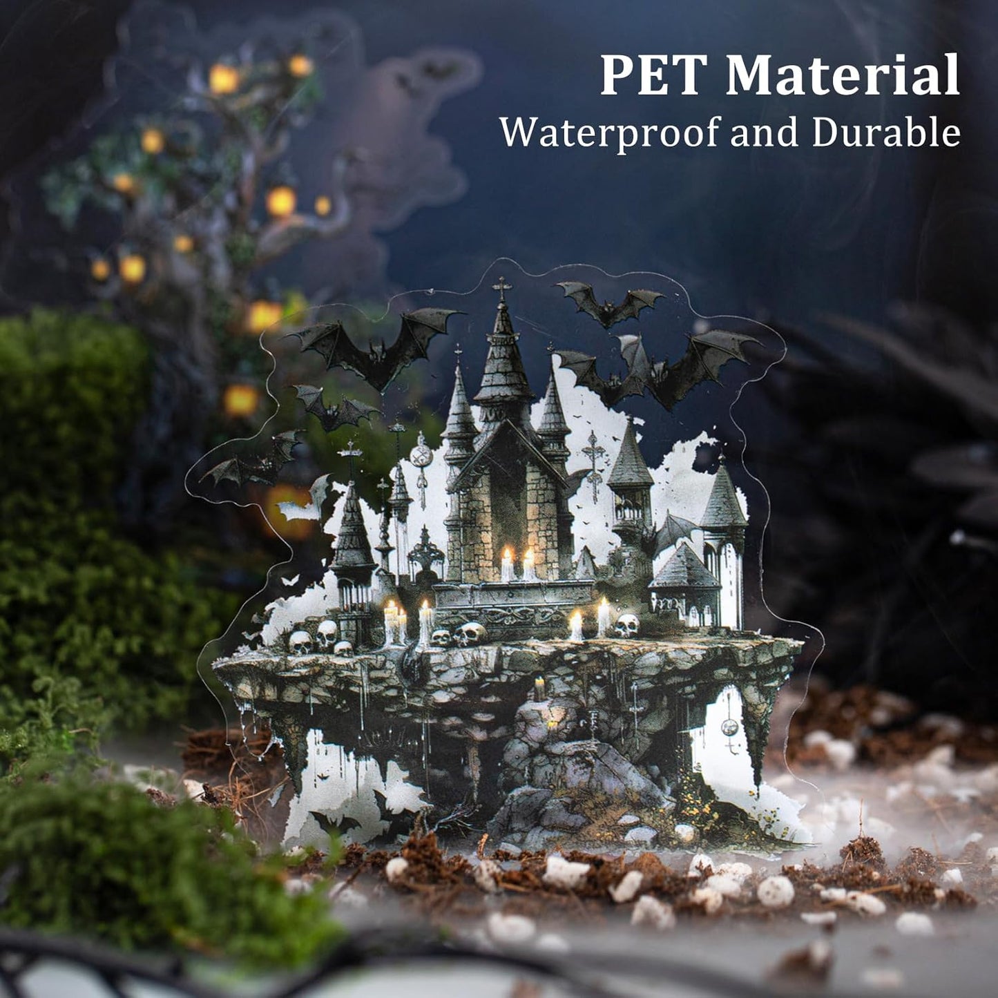 Gothic PET Sticker Set, 60PCS Abandoned City Theme Stickers for Scrapbooking, Journaling, DIY Crafts and Planner Supplies