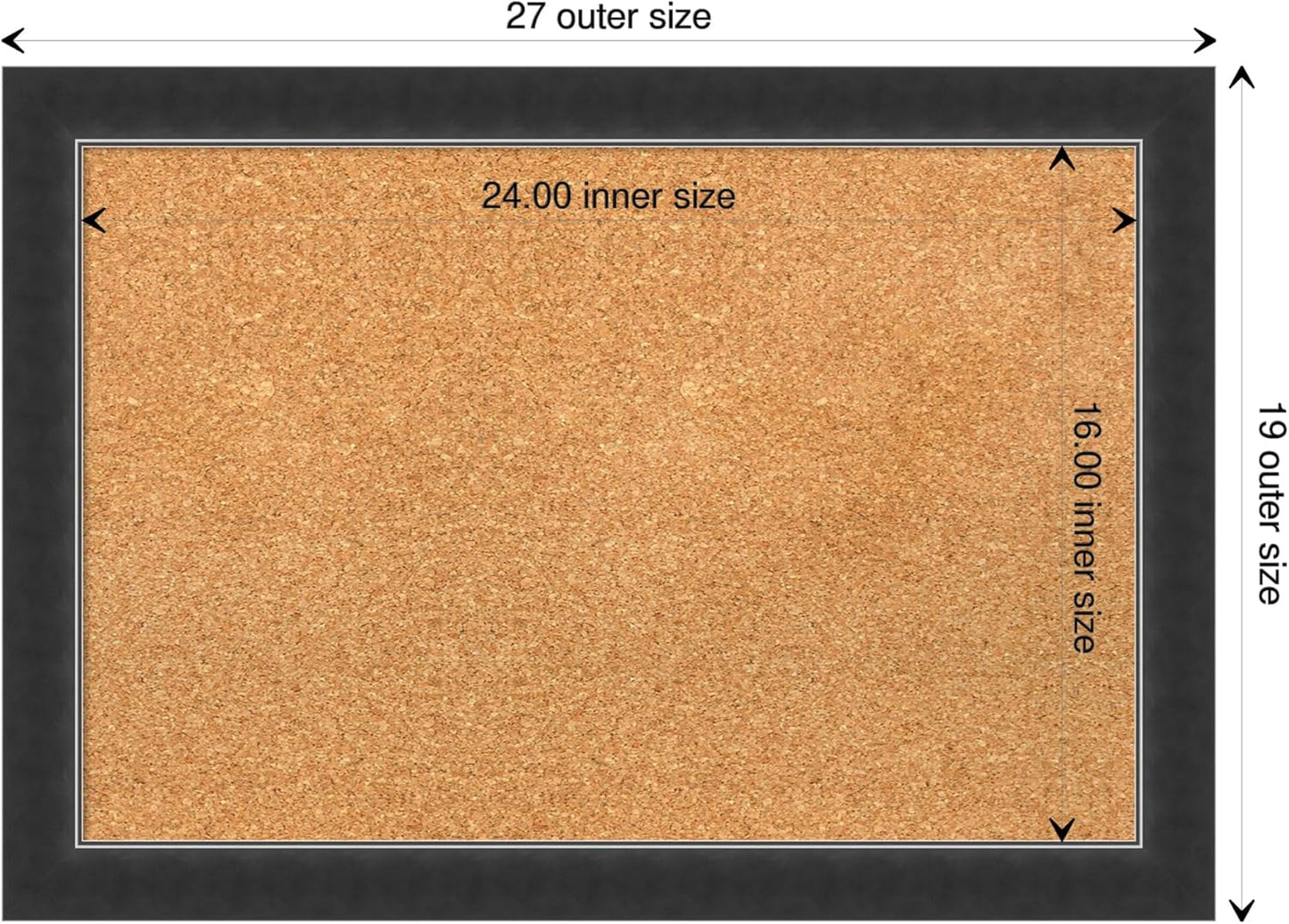 Amanti Art Natural Cork Board for Wall, 19x27 Vision Board with Black Wood Frame, Medium Corkboard Office Decor for Home Organization, Modern Contemporary Corkboard Pinboard to display items for home