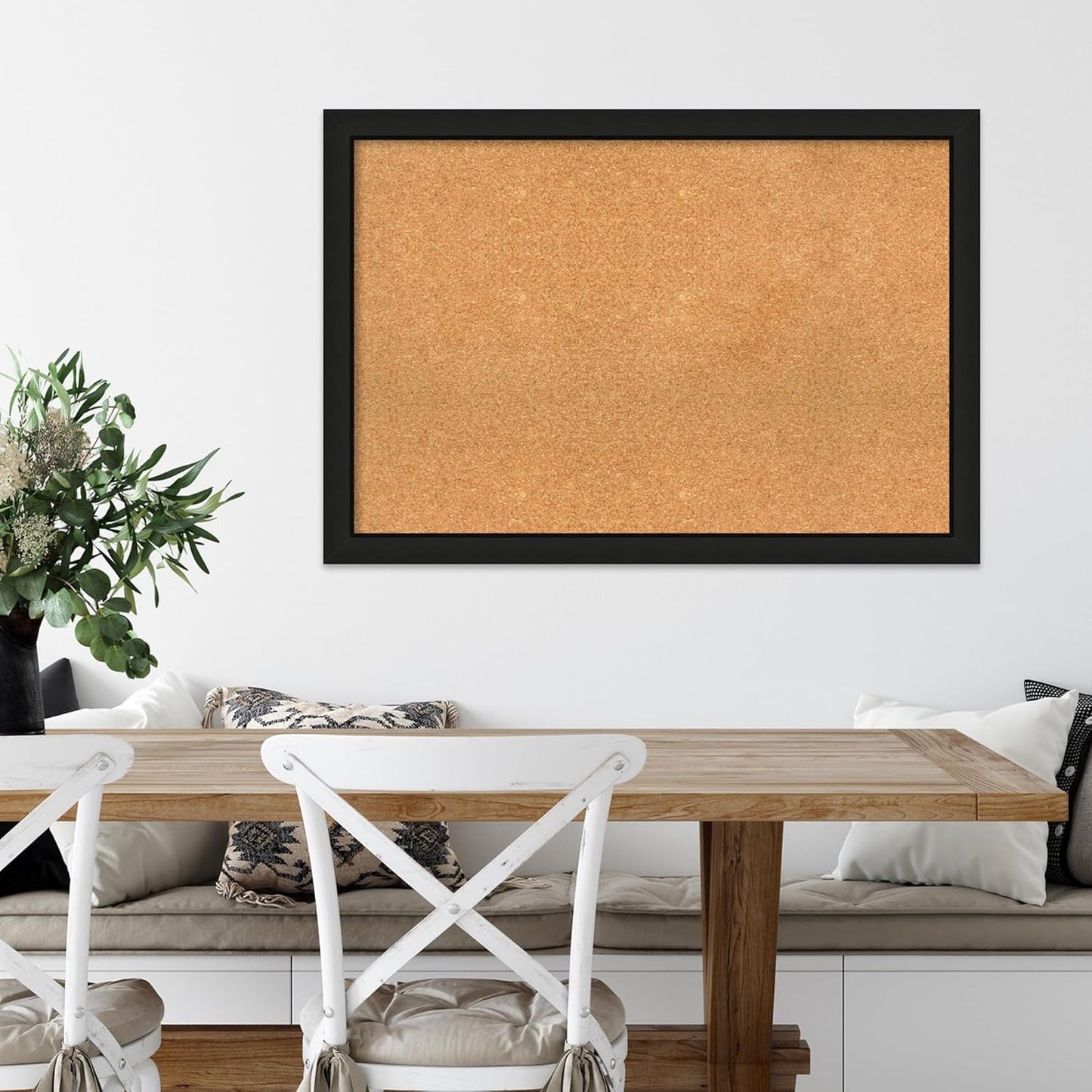 Amanti Art Natural Cork Board for Wall, 27x39 Vision Board with Black Wood Frame, Large Corkboard Office Decor for Home Organization, Casual Corkboard Pinboard to display items for home organization