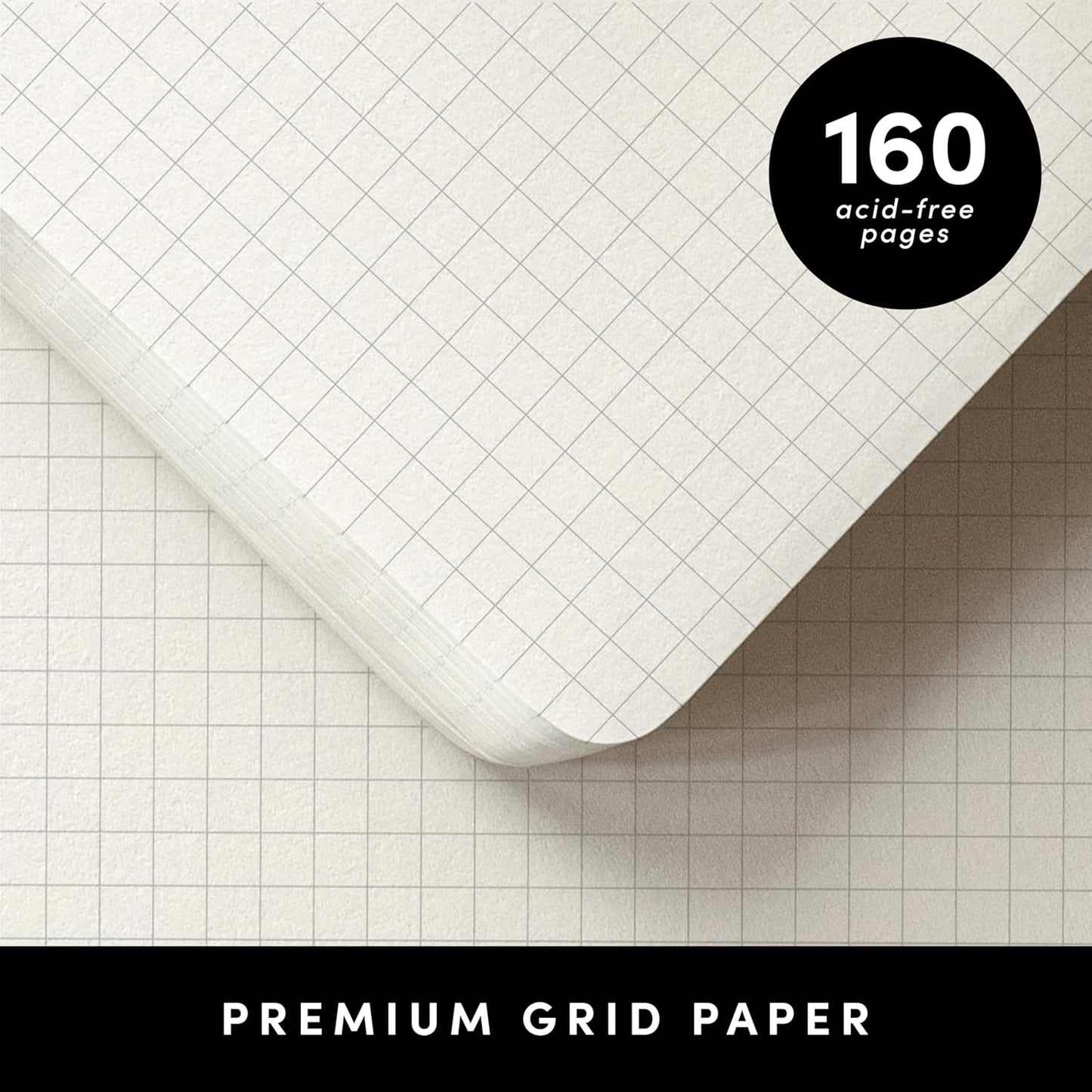 PAPERAGE Graph Paper Journal Notebook, (Cognac), 160 Pages, Medium 5.6 in x 8 in - 100 GSM Thick Paper – Hardcover Grid Notebook for Work or School