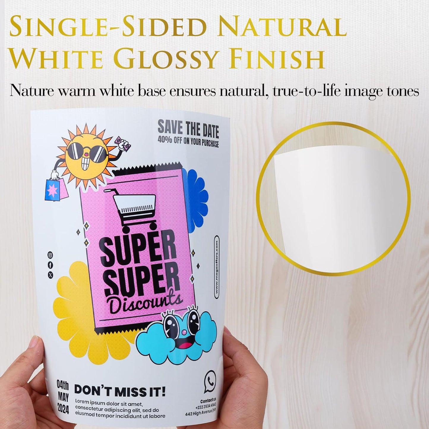 A-SUB Inkjet Glossy Photo Paper 13X19 Inches 48lb 180gsm Professional Glossy Photographic Paper for Inkjet Printers Dye Ink 100 Sheets