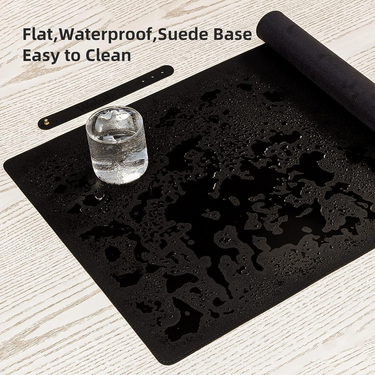 Leather Desk Pad,Wolaile 36x17 inch Large Mouse Pad,Waterproof Non-Slip Writing Desk Blotter,Computer Mat Desktop Protector for Office Home,Black