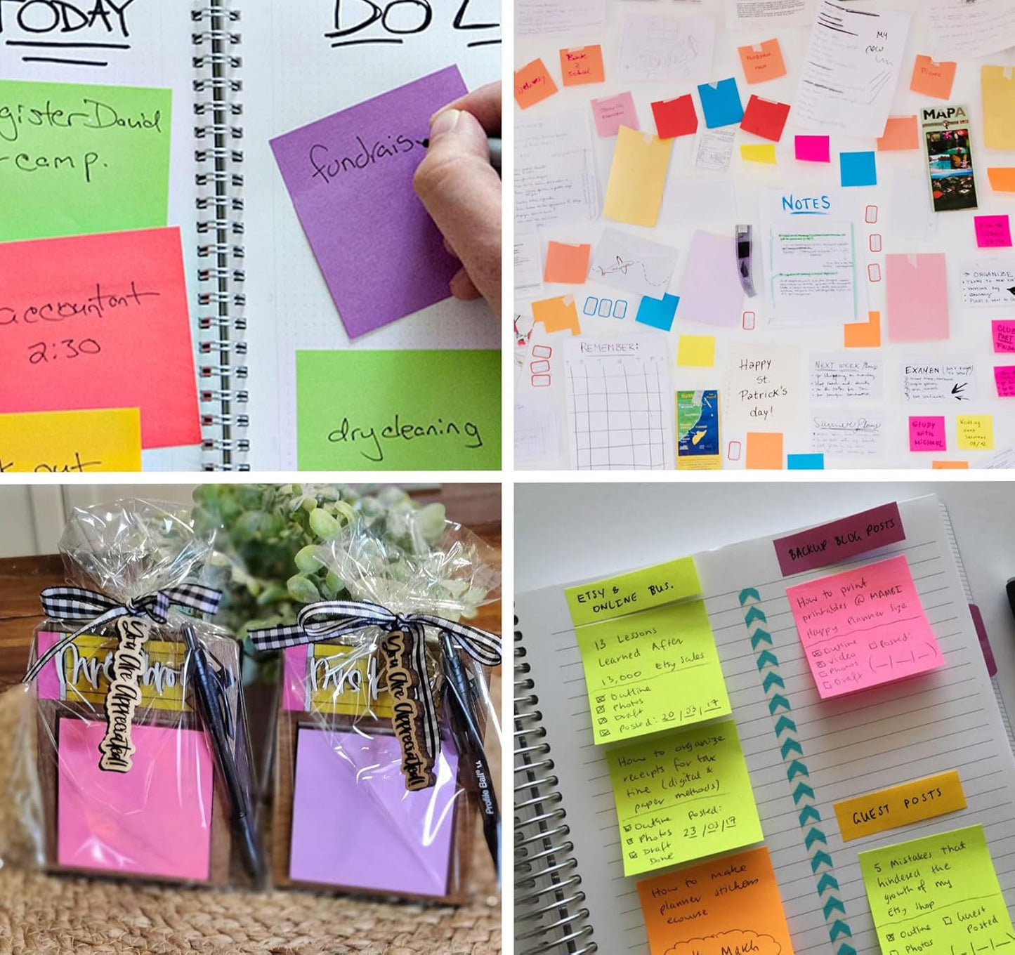 (6 Pack) Sticky Notes Pads,600 Super Adhesive Sticky Notes,3 x 3 Self Sticky Pads,600 Sheets Bulk Notepads,6 Colors Notes Post,Bright Colors Sticky Notepads Easy to Post for Office,Home,School