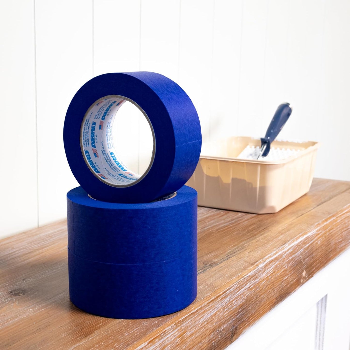 ABRO Blue Painters Tape 2 Inch Wide, 48mm x 55M, All Purpose Blue Tape, Temporary Labeling, Easy Tear, Clean Removal, Masking Tape Colored DIY or Pro - 6 Pack
