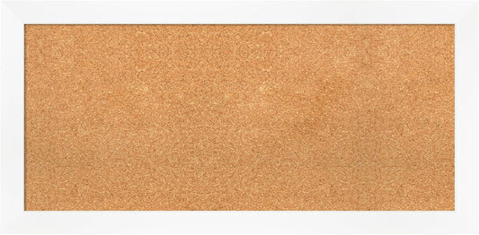 Amanti Art Natural Cork Board for Wall, 19x39 Vision Board with White Frame, Medium Corkboard Office Decor for Home Organization, Modern Corkboard Pinboard to Display Items for Home Organization in