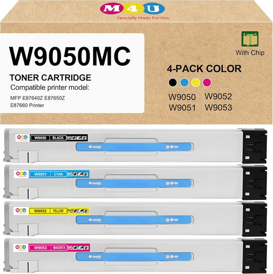 W9050MC W9051MC W9052MC W9053MC Compatible for W9050 Toner Cartridges Set, Works for Color Managed MFP E87640 E87650 E87660 E87640dn E87640z E87650z E87650dn Printers(4 Pack, BCMY)