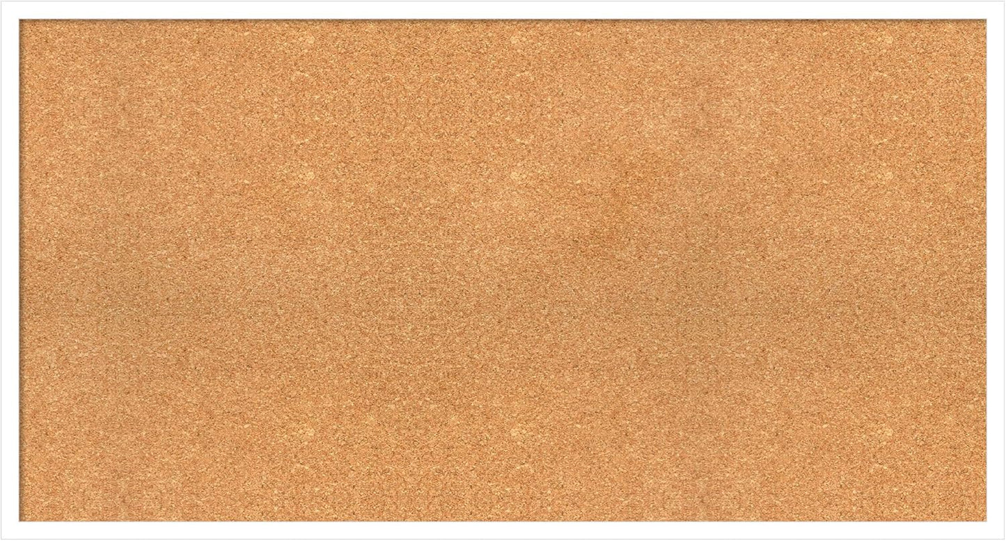 Amanti Art Natural Cork Board for Wall, 23x43 Vision Board with White Frame, Oversize Corkboard Office Decor for Home Organization, Modern Corkboard Pinboard to Display Items for Home Organization in