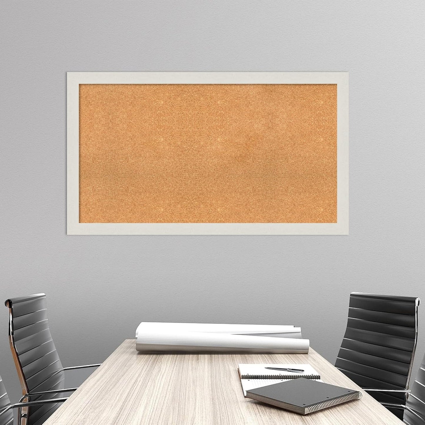 Amanti Art Natural Cork Board for Wall, 27x47 Vision Board with White Frame, Oversize Corkboard Office Decor for Home Organization, Country Rustic Corkboard Pinboard to Display Items for Home