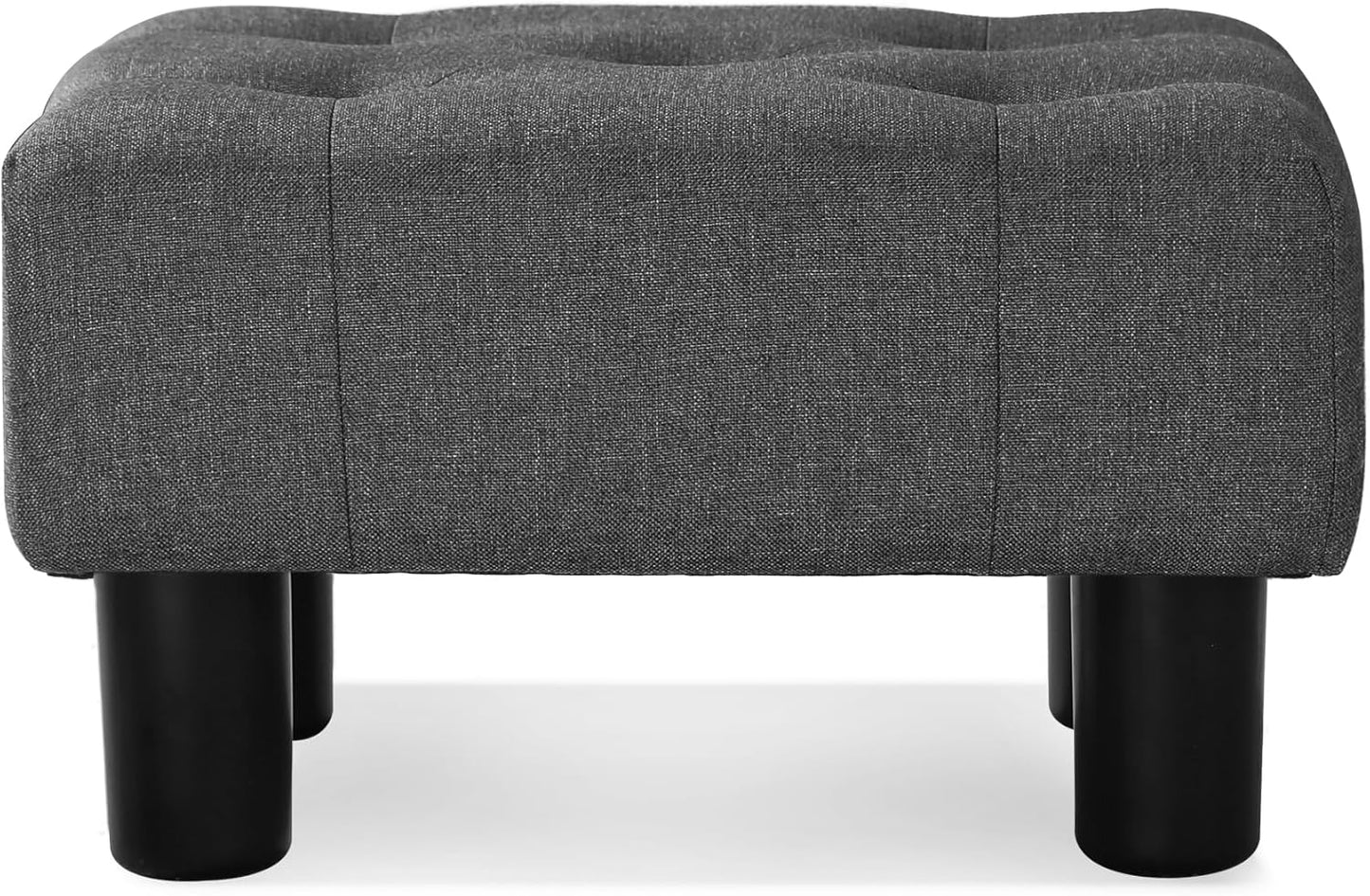 LUE BONA Small Tufted Foot Stool, Fabric Foot Stools Ottoman with Plastic Legs, 9''H, Rectangle Footstool for Adult with Non-Slip Pads, Sofa Foot Rest for Living Room, Couch,Carbon Grey