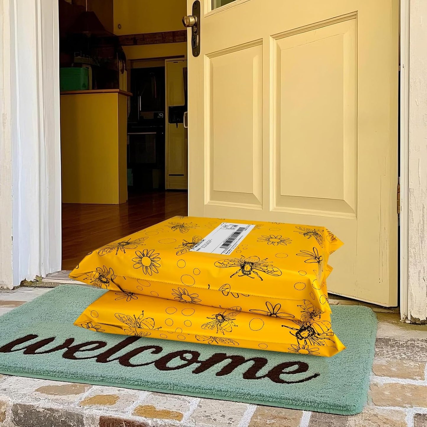 Bees Poly Mailer 12x15.5 Inch 50 Pcs, Waterproof Shipping Bags for Clothing, Tear-Resistant Mailier Bags, Strong Mailing Bags with Self-Seal