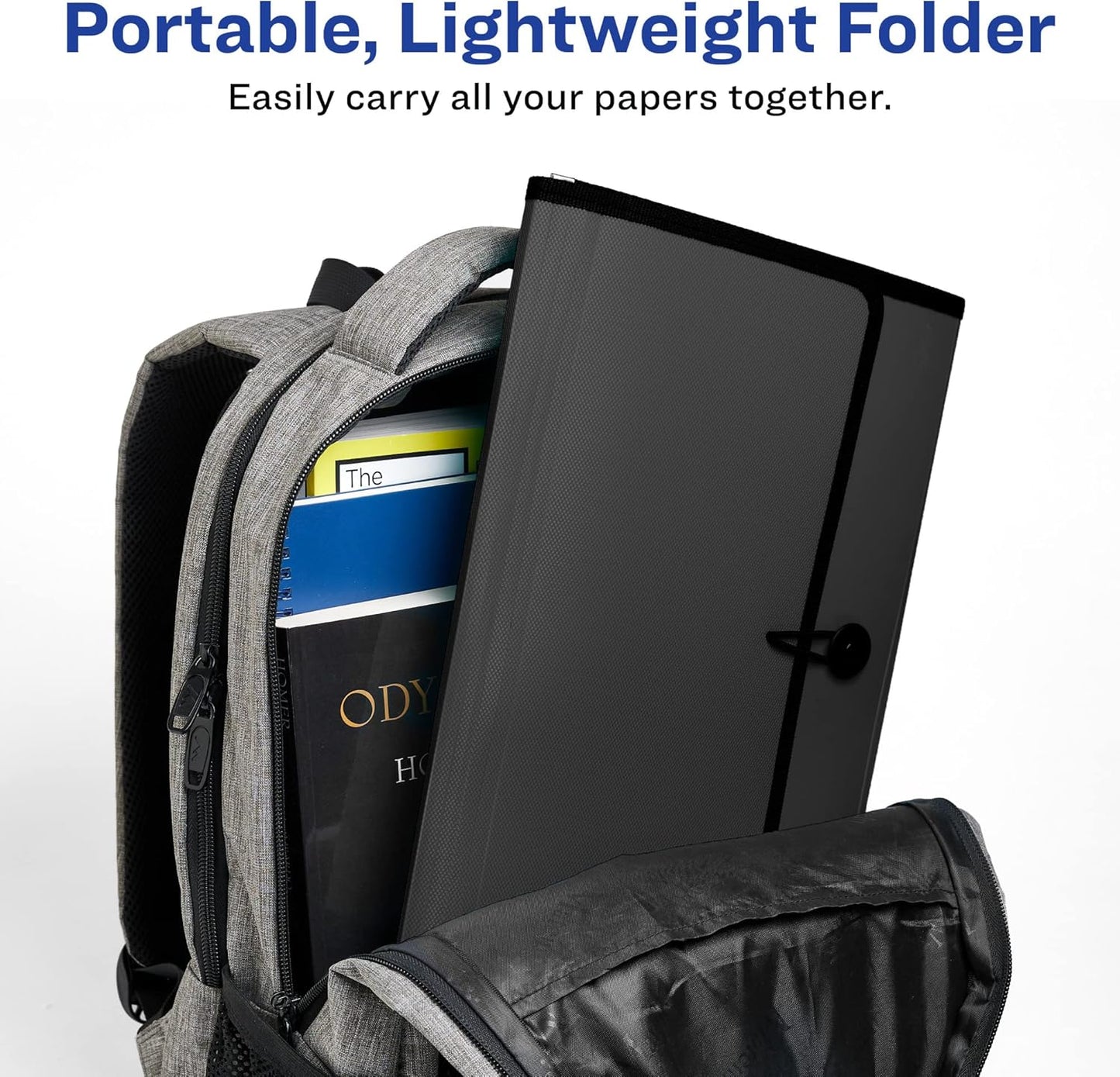 Avery Expanding File Folder Organizer, 7-Pocket Accordion File Organizer, Black, Holds 425 Letter/A4-Size Sheets (73550)