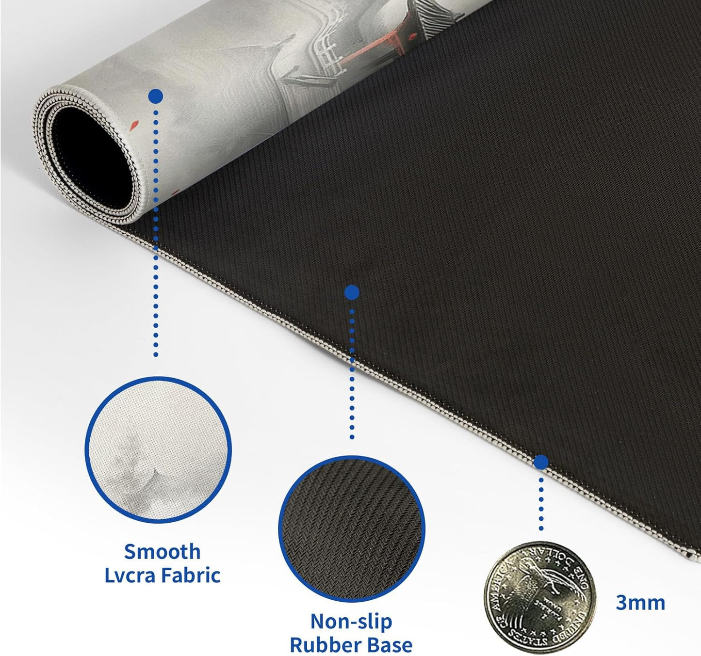 Retro Pagoda Mouse Pad Abstract Cherry Blossom Watercolor Mouse Pad 31.5x11.8 Inch Texture Non-Slip Rubber Base Large Mousepad Stitched Edges Keyboard Mouse Mat Desk Pad for Office