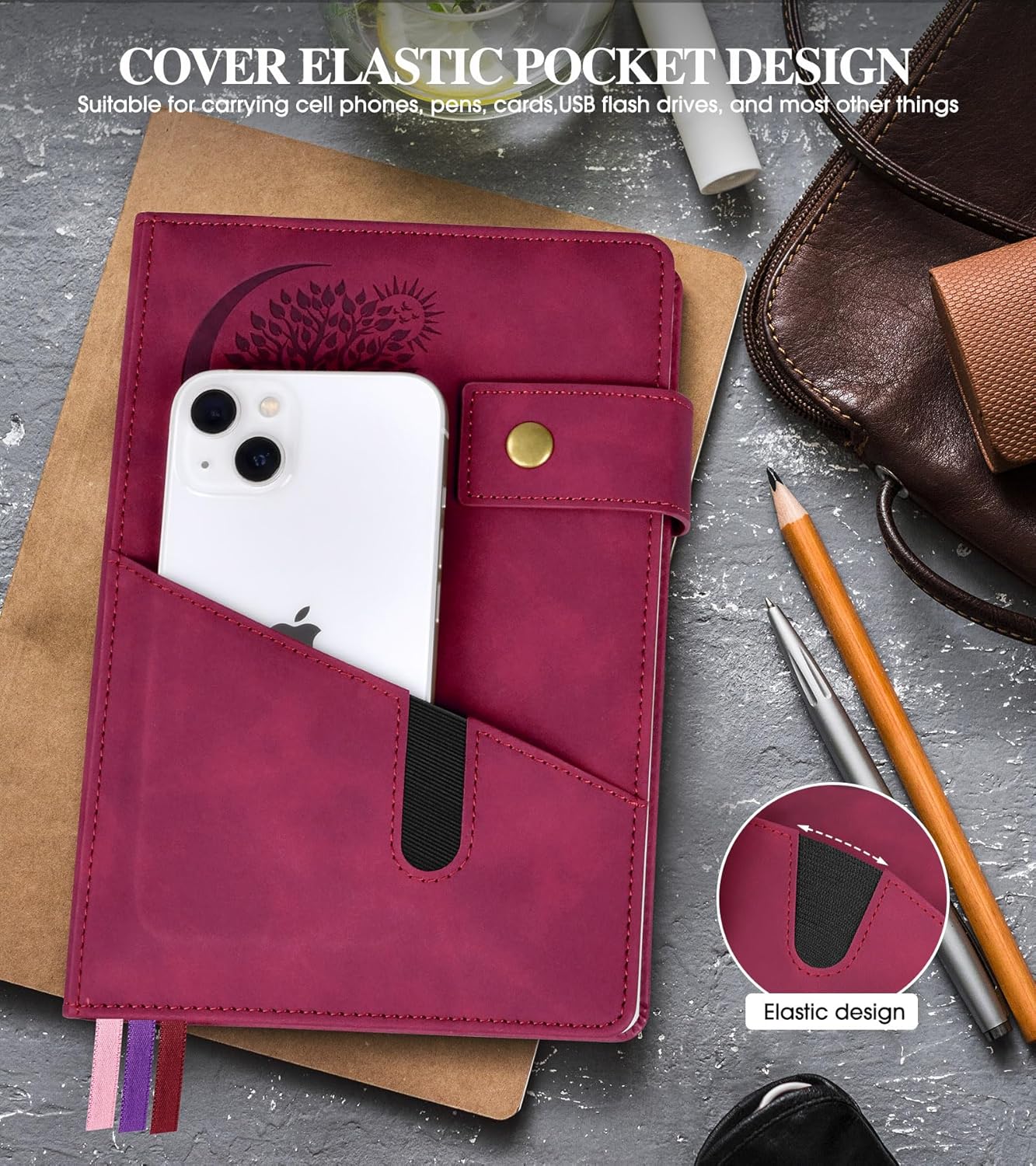 Lined Journal Notebook for Men, A5 Leather Journals for Writing Women, Hardcover Notebooks for Work,School,Note Taking,Travel,Business,Personal daily Diary,200 Page College Ruled (5.9" x 8.4")