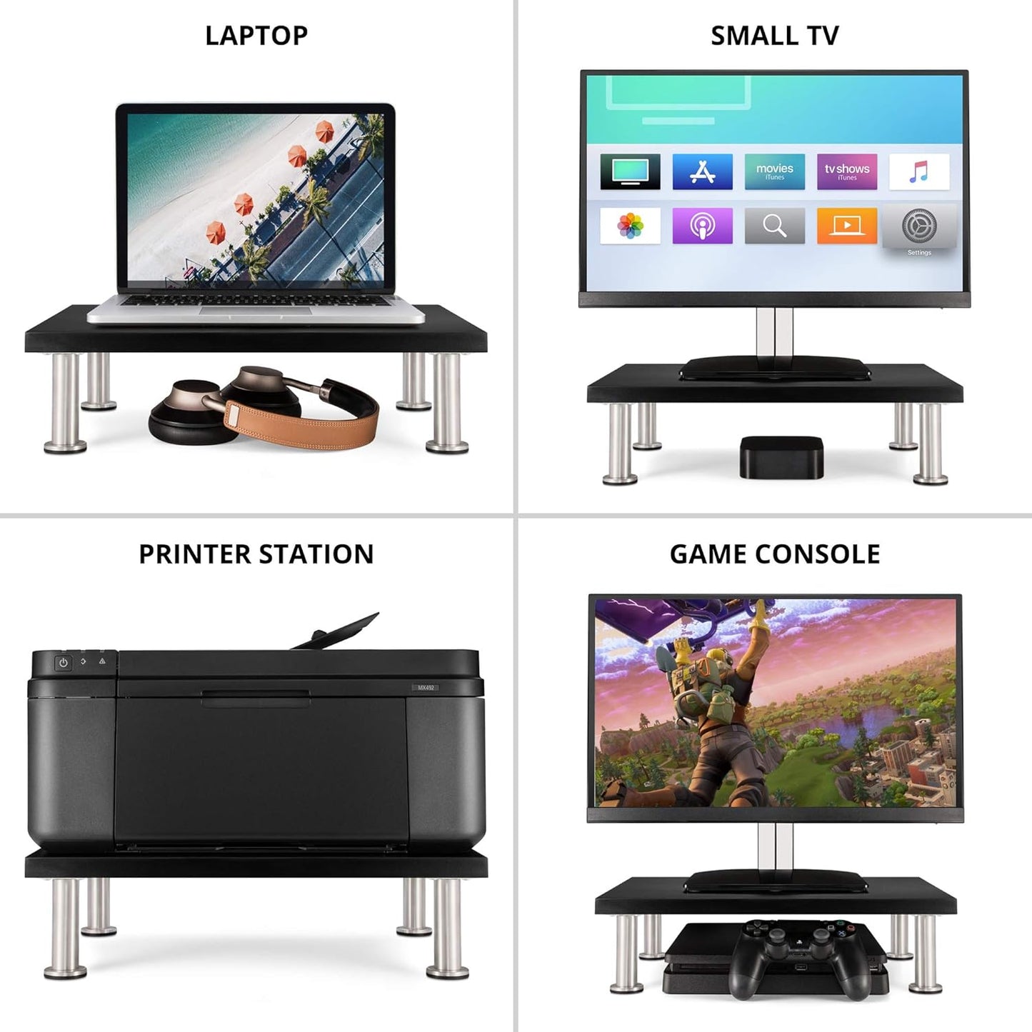 The Original Bamboo Monitor Stand (As Seen On PBS) - Monitor Riser for Computer Screen or Laptop - Desk Shelf Adds Storage Space and Improves Ergonomics - Black