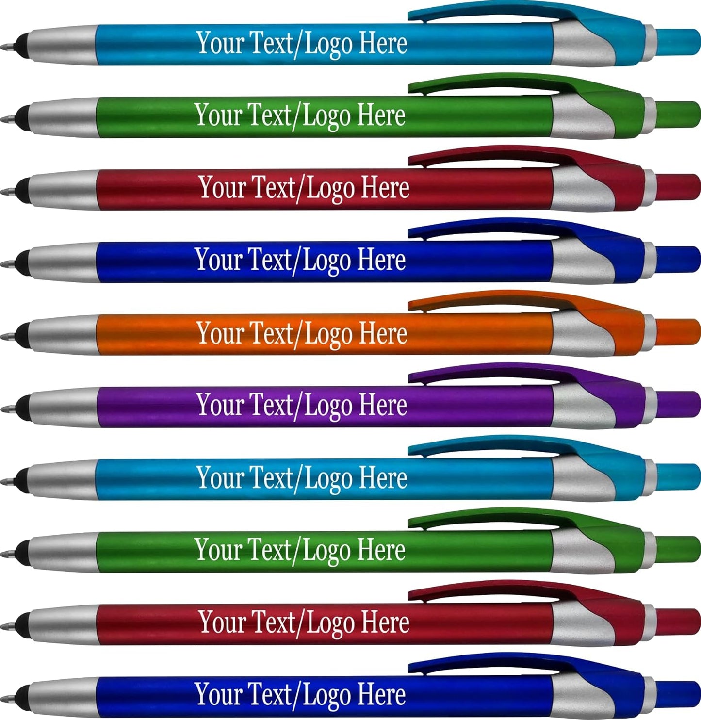 Personalized Pens in BLUE INK With your Custom Logo or Text Pens-Pack of 450- for Marketing, Parties, and Events, 2 in 1 Capacitive Stylus & Ballpoint Pen Compatible With Touchscreen Devices, Assorted