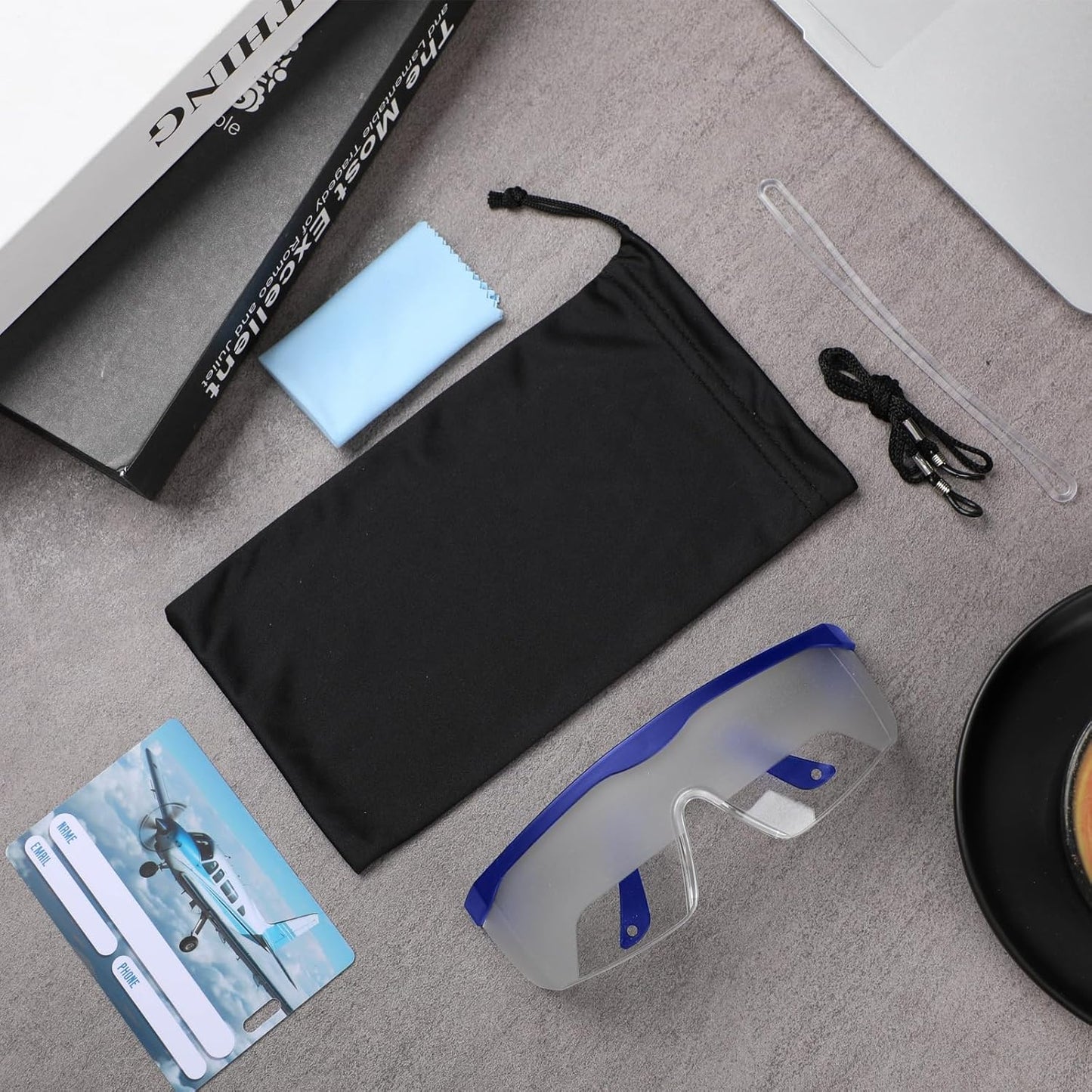 Aviation Flight Training Glasses Adjustable View Limiting Goggles Device with Glasses Box and Tag (Blue)