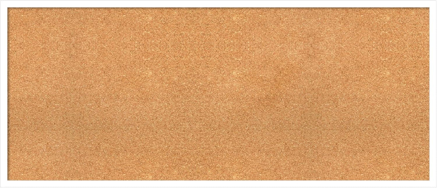 Amanti Art Natural Cork Board for Wall, 21x49 Vision Board with White Frame, Oversize Corkboard Office Decor for Home Organization, Modern Corkboard Pinboard to Display Items for Home Organization in
