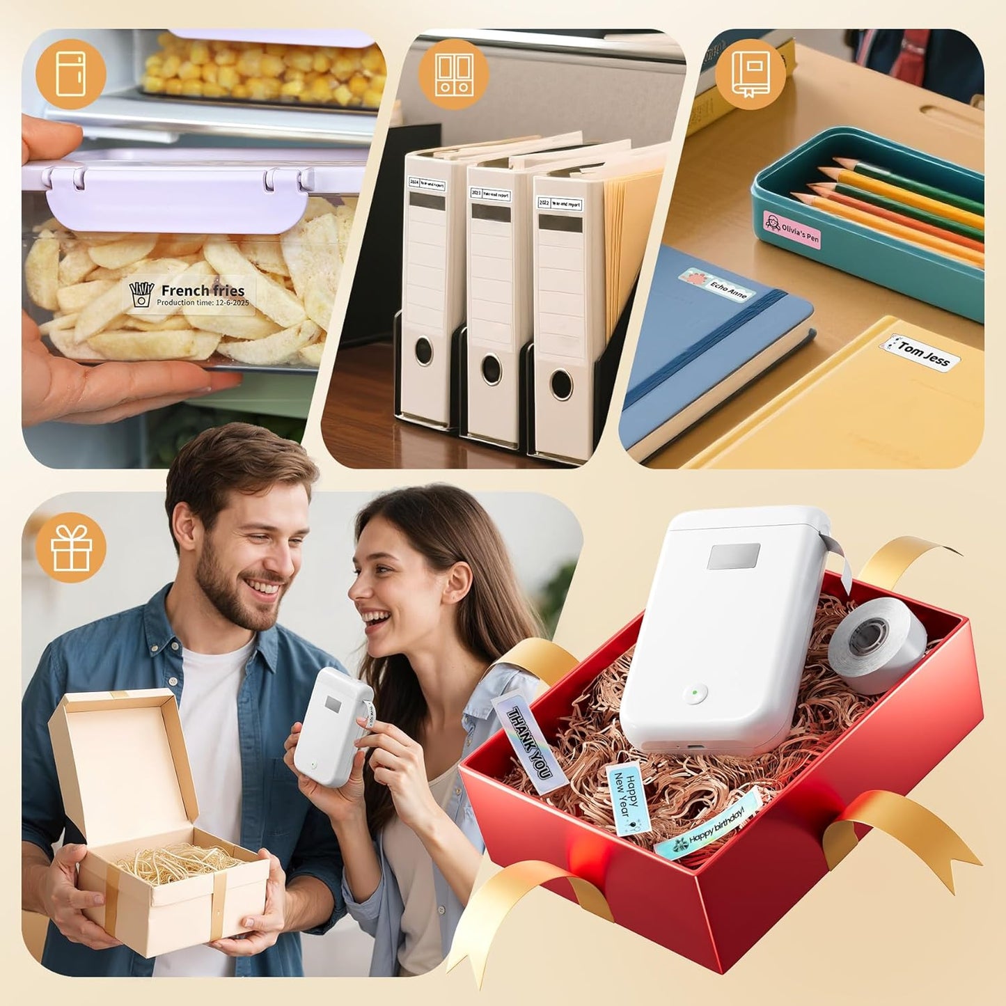 Label Maker, Label Maker Machine with Tape, Portable Bluetooth Label Printer with Little Space, Mini D10 Label Machine with Multiple Personalized Templates for Family School