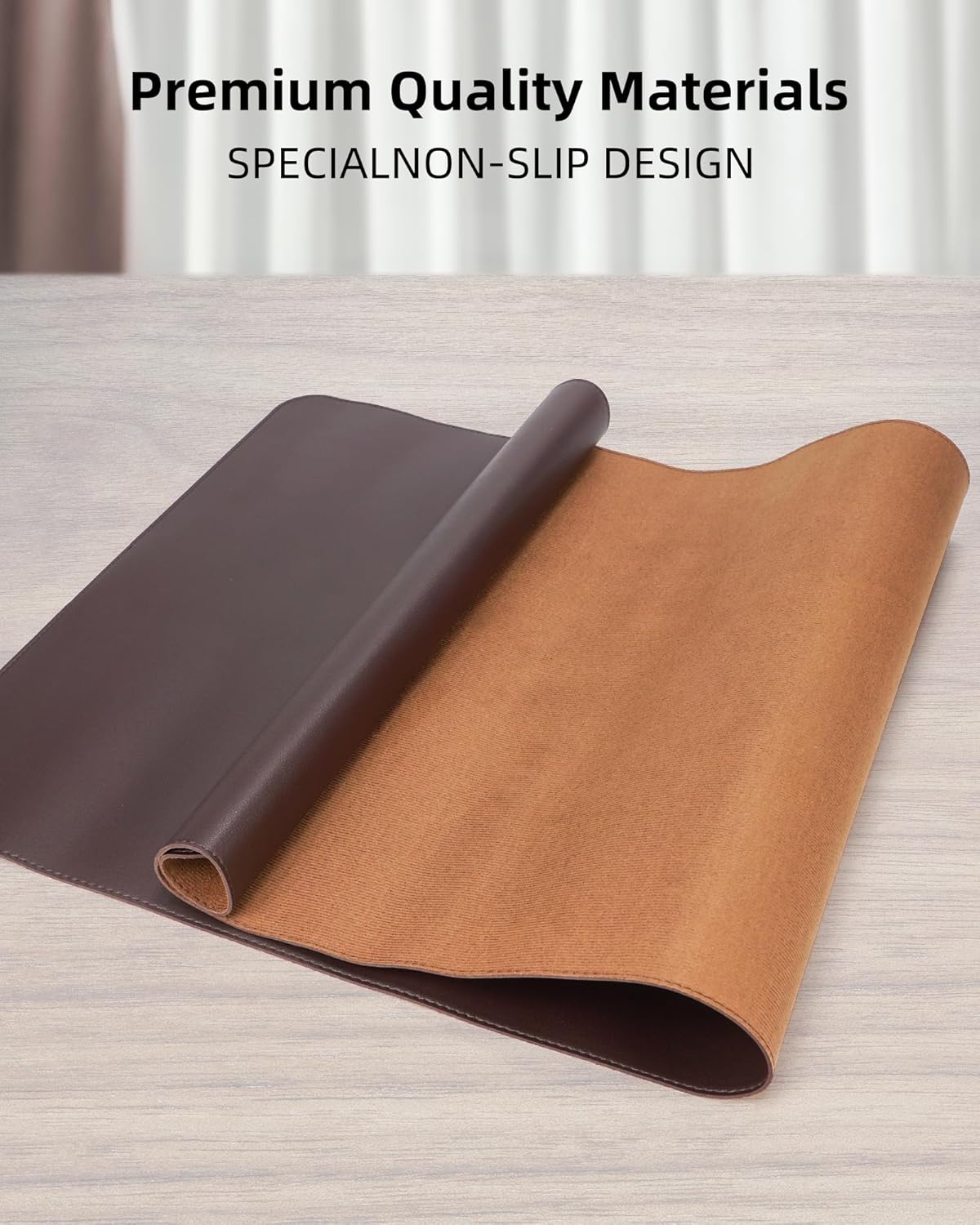 PU Leather Desk Pad Protector - 36"x17" Large Non-Slip Desk Mat, Waterproof Office Desk Blotter & Mouse Pad for Keyboard, Laptop - Home & Office (Coffee Brown)